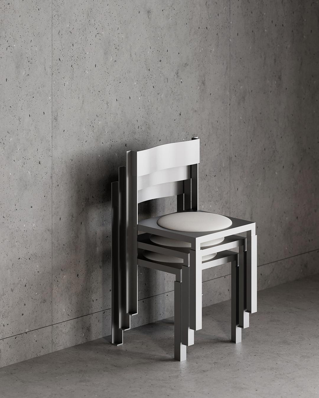Strut Aluminium Chair with Leather Seating Pad For Sale 1