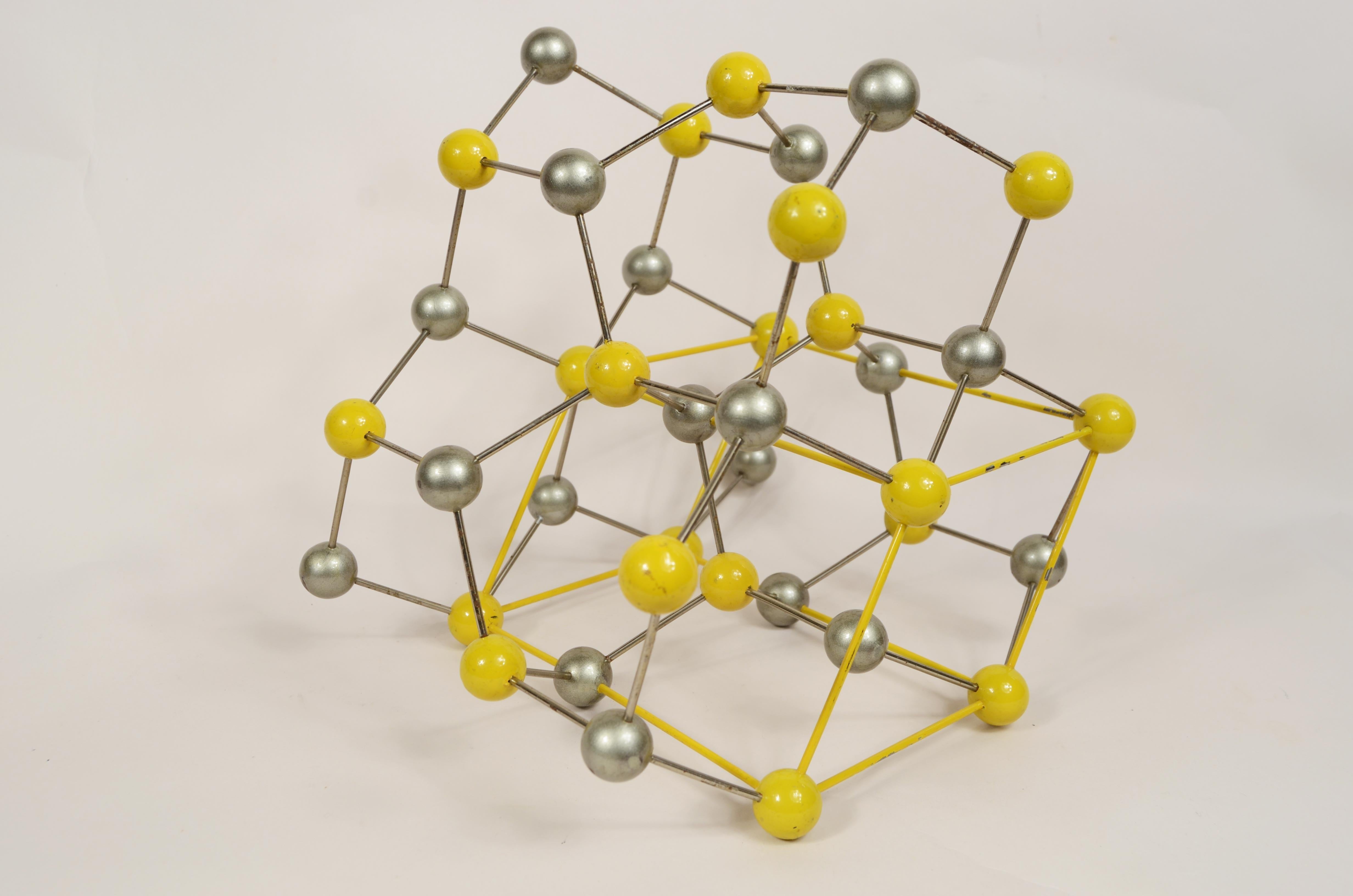 Metal Didactic atomic structure of zinc-iron sulfide Czech production 1950s  For Sale