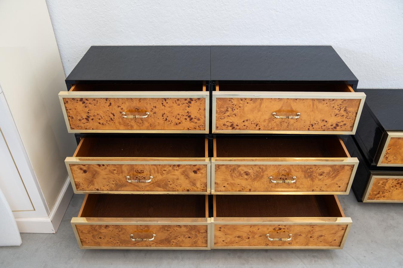 Bed frame, chest of drawers and pair of bedside tables in 1970s briarwood 2