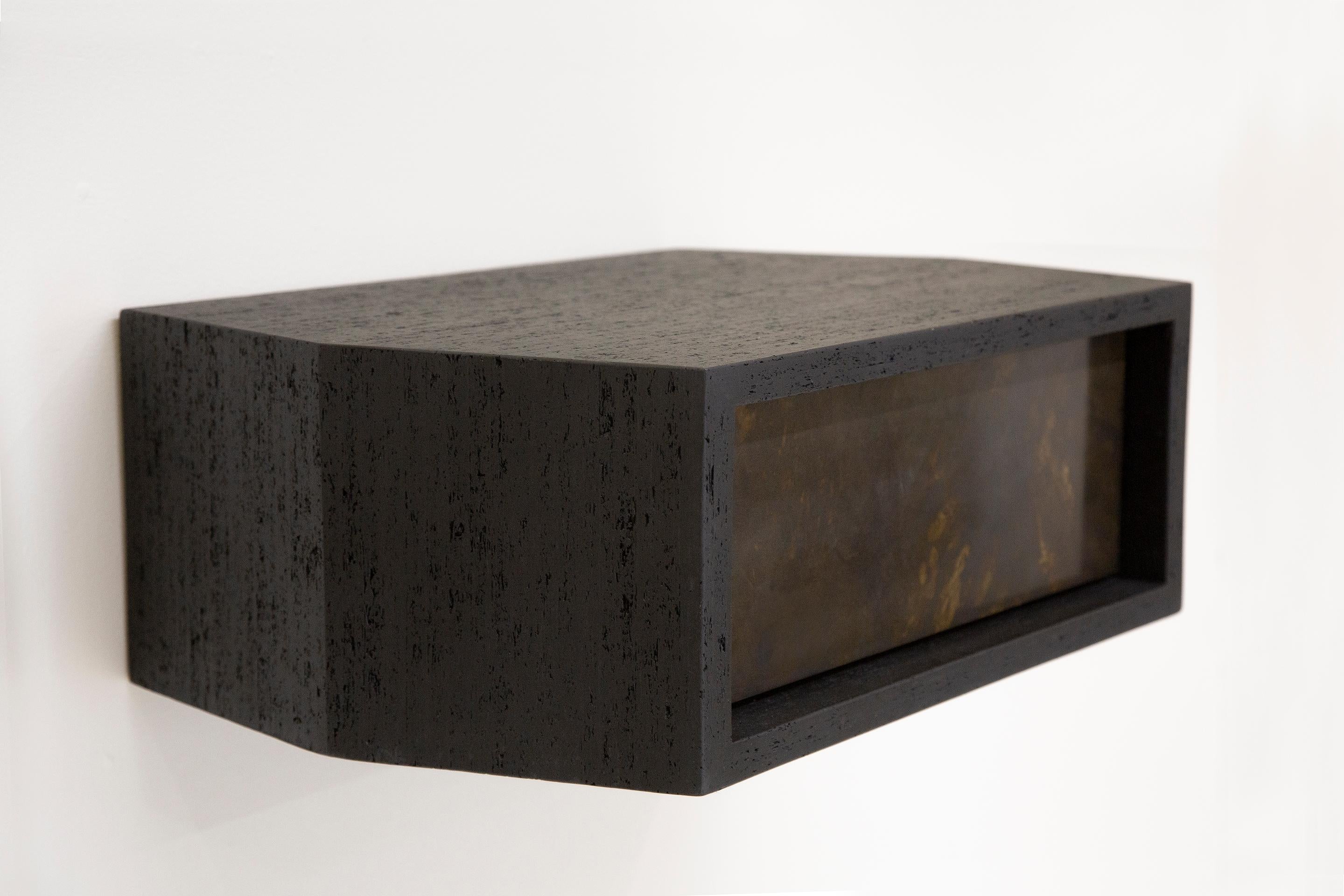 Américain Struttura Mini Case Table en Maykume noir et tiroir en laiton fumé EN STOCK EN VENTE en vente