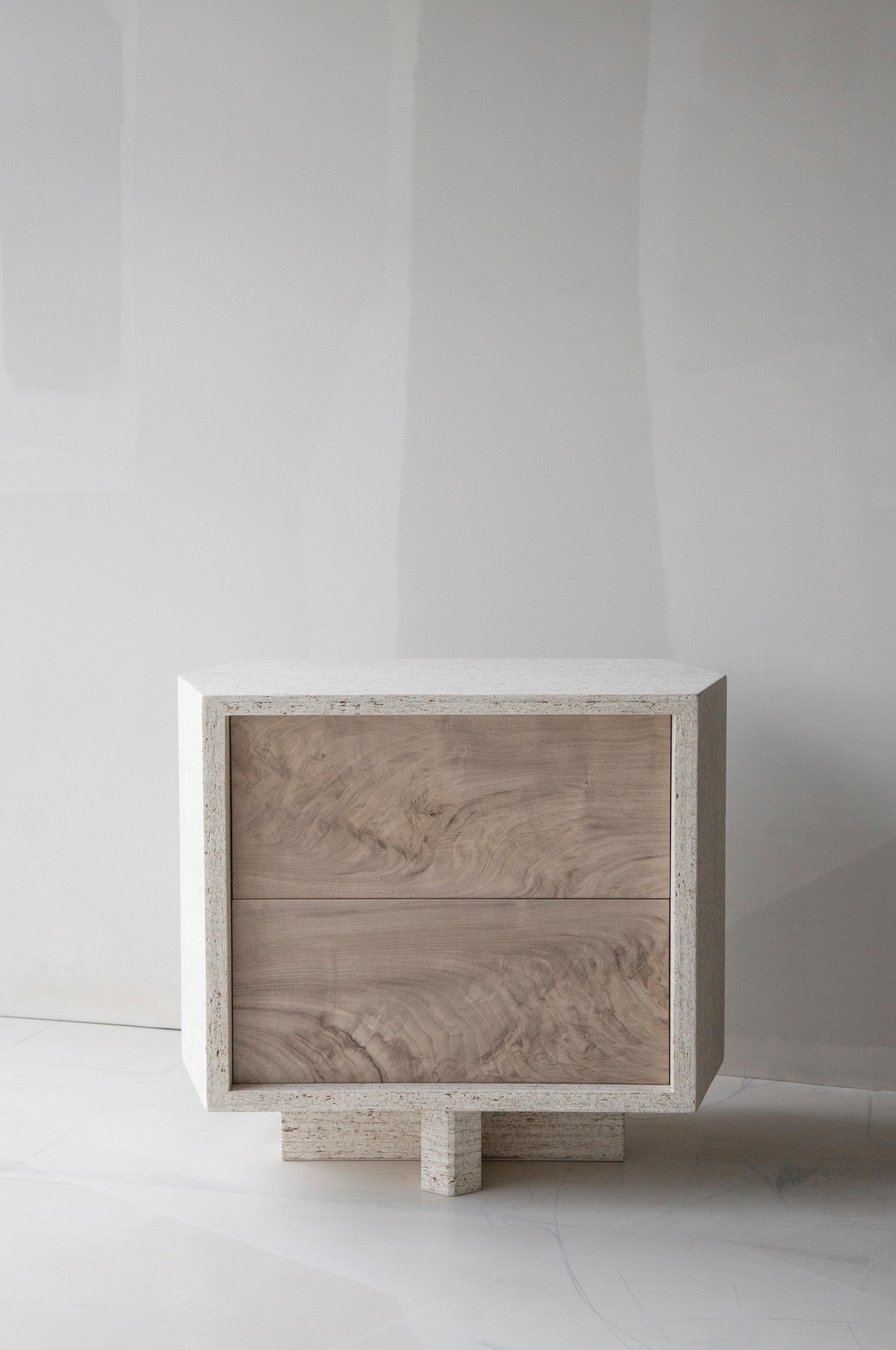 American Struttura Mini Case Table in Natural Maykume & Bleached Walnut by May Furniture