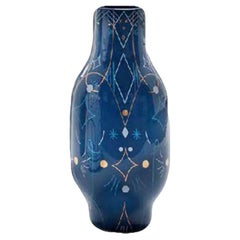 Strypy Vase 4, Glossy Peacock Blue and Graphic 3 by Bosa