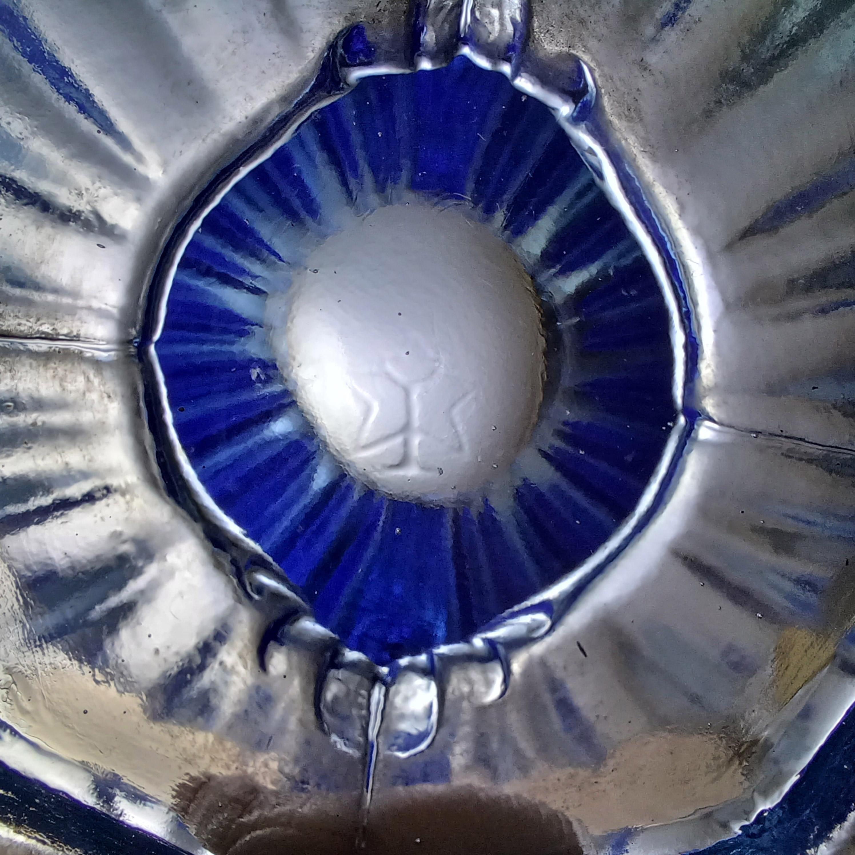 STS Abel Art Deco 1930's Blau Glas Vogel Centrepiece Schale (Art déco)