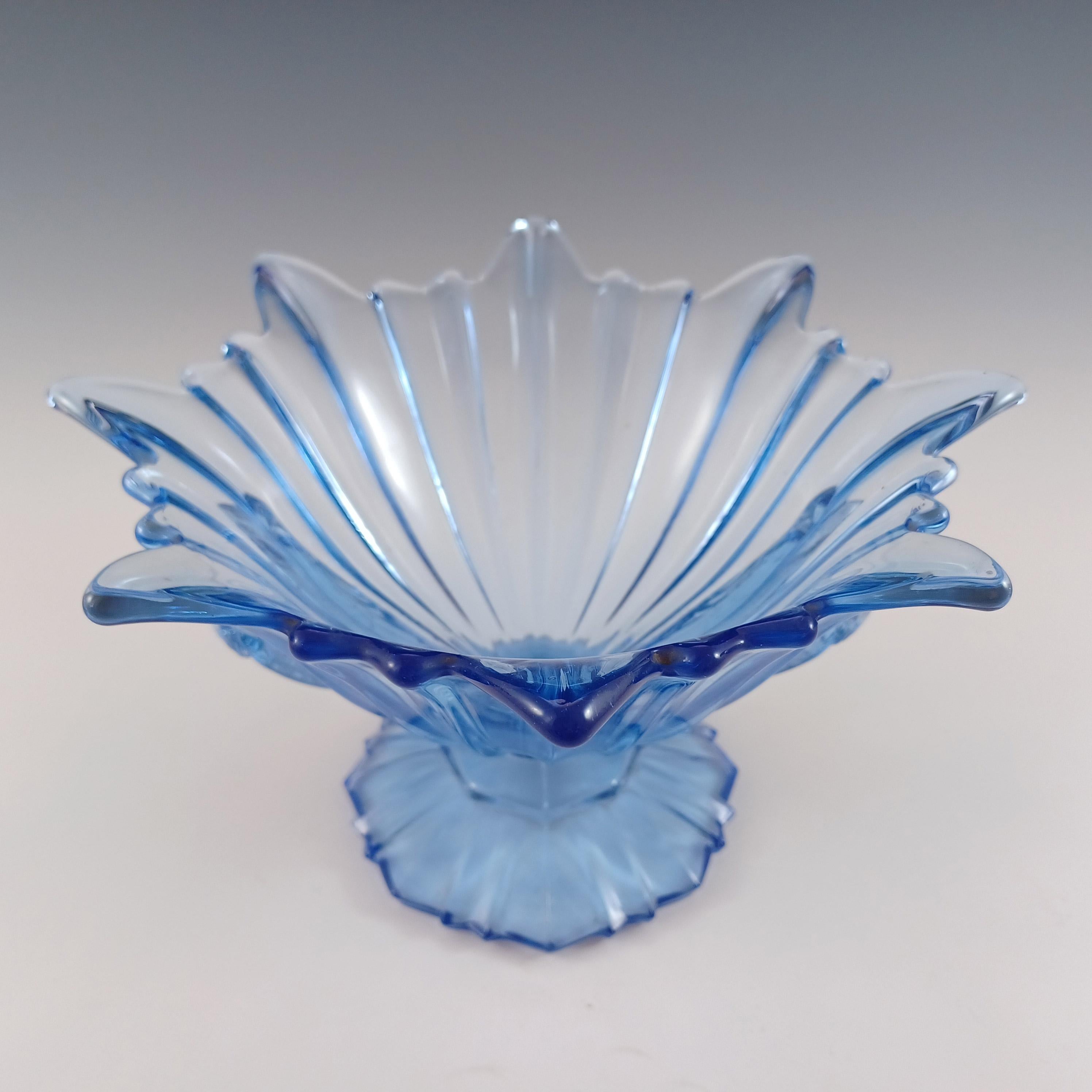 STS Abel Art Deco 1930's Blau Glas Vogel Centrepiece Schale im Zustand „Gut“ in Bolton, GB