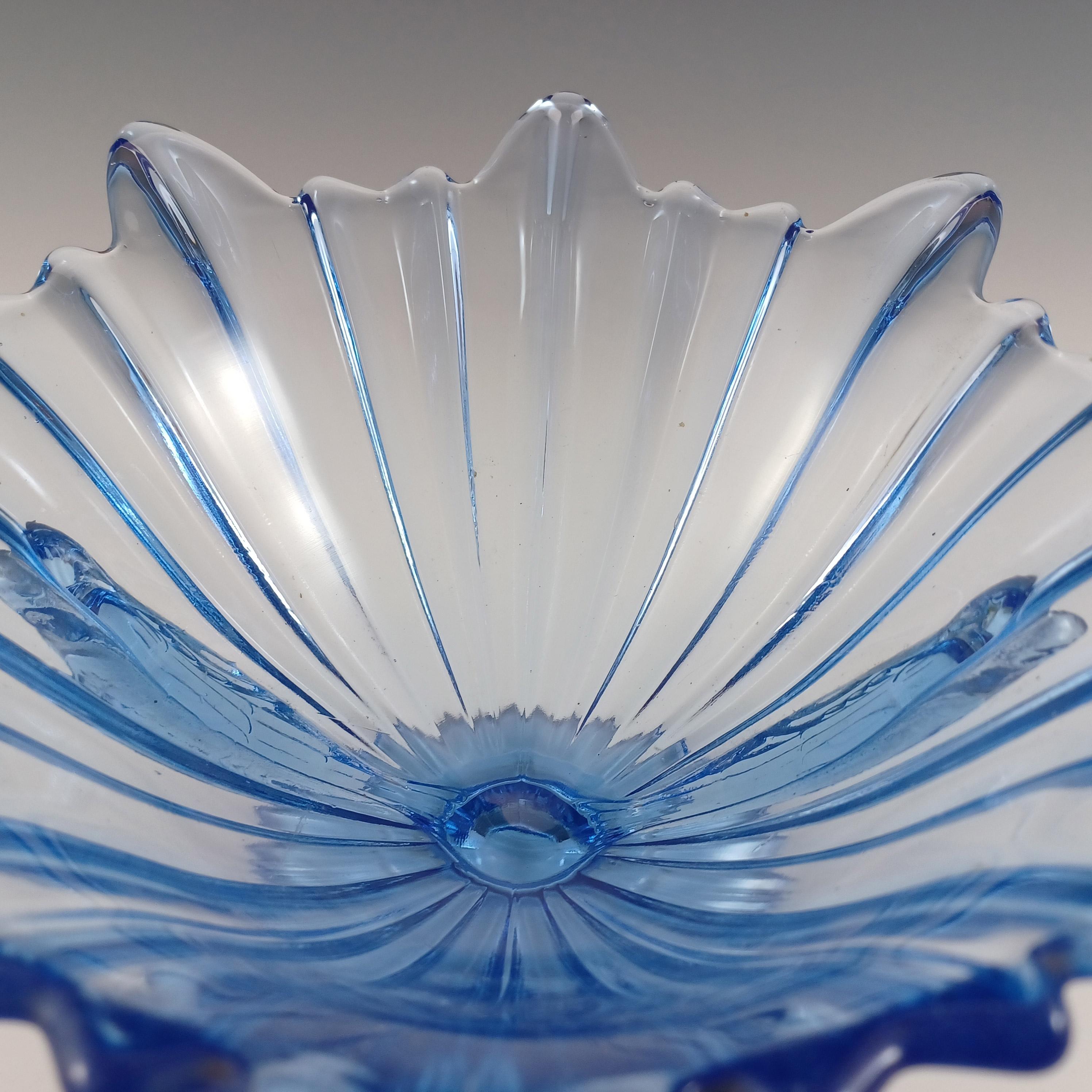 STS Abel Art Deco 1930's Blau Glas Vogel Centrepiece Schale 1