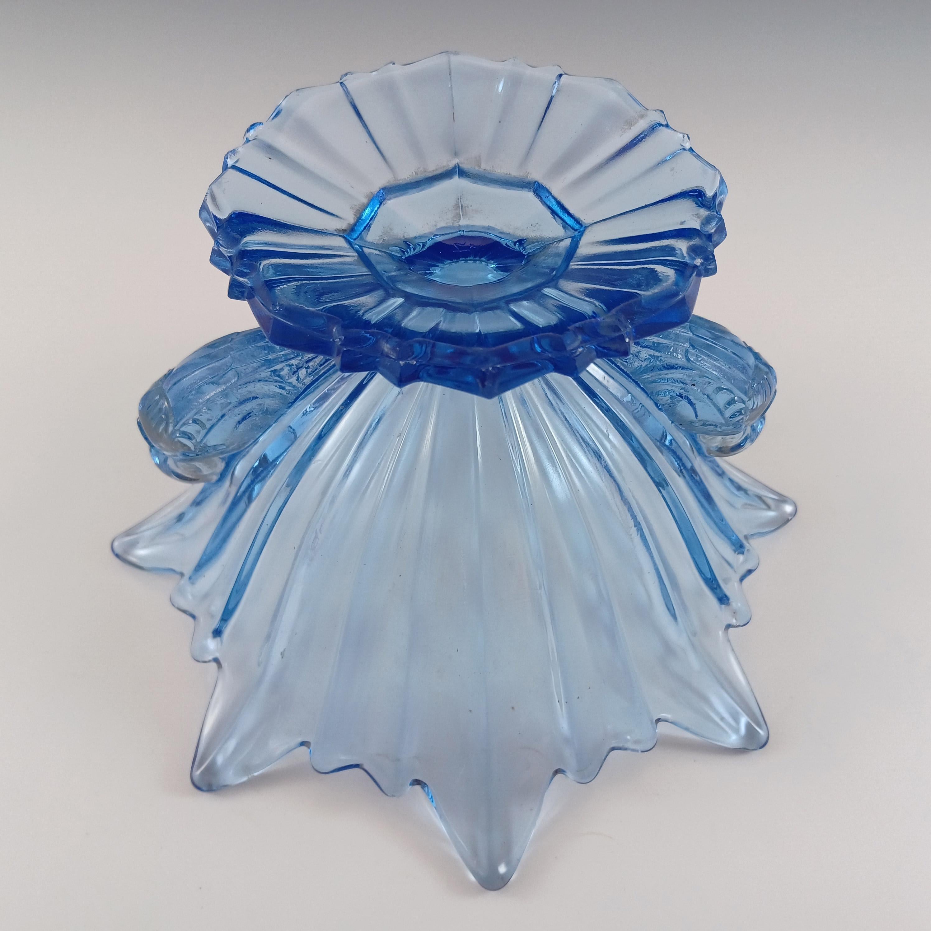 STS Abel Art Deco 1930's Blau Glas Vogel Centrepiece Schale 2