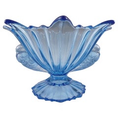 STS Abel Ciotola da centrotavola con uccello in vetro blu Art Deco anni '30