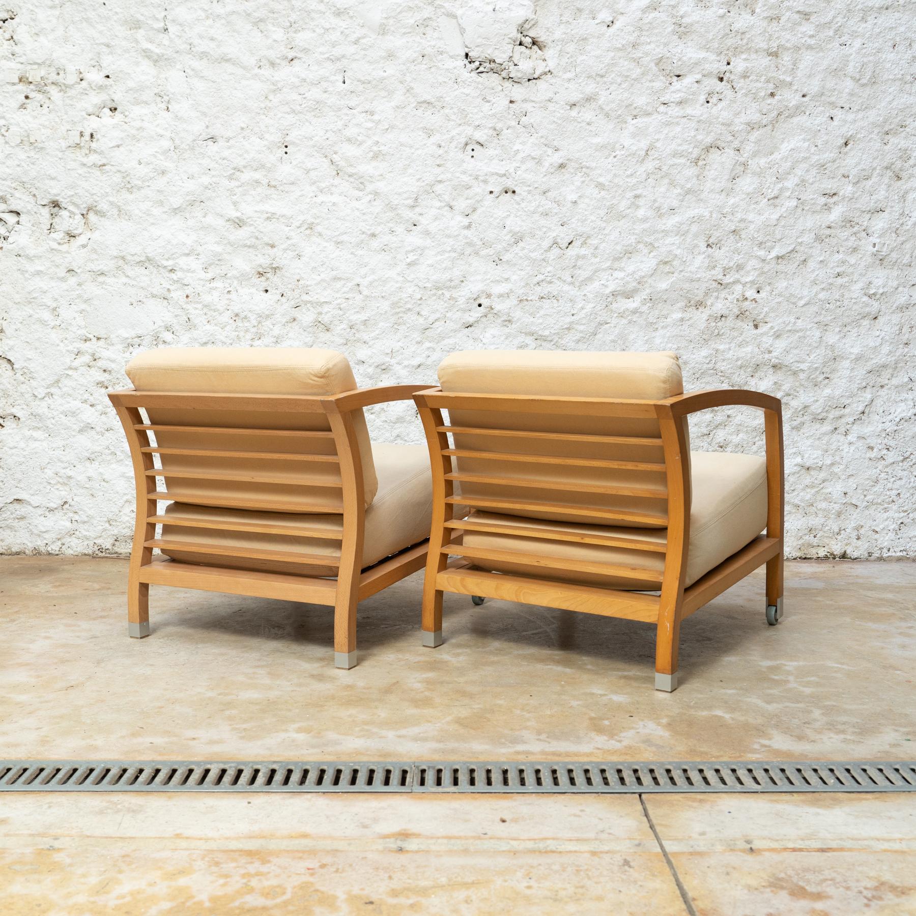Wood Stua Malena Pair of Armchairs: Contemporary Spanish Design For Sale