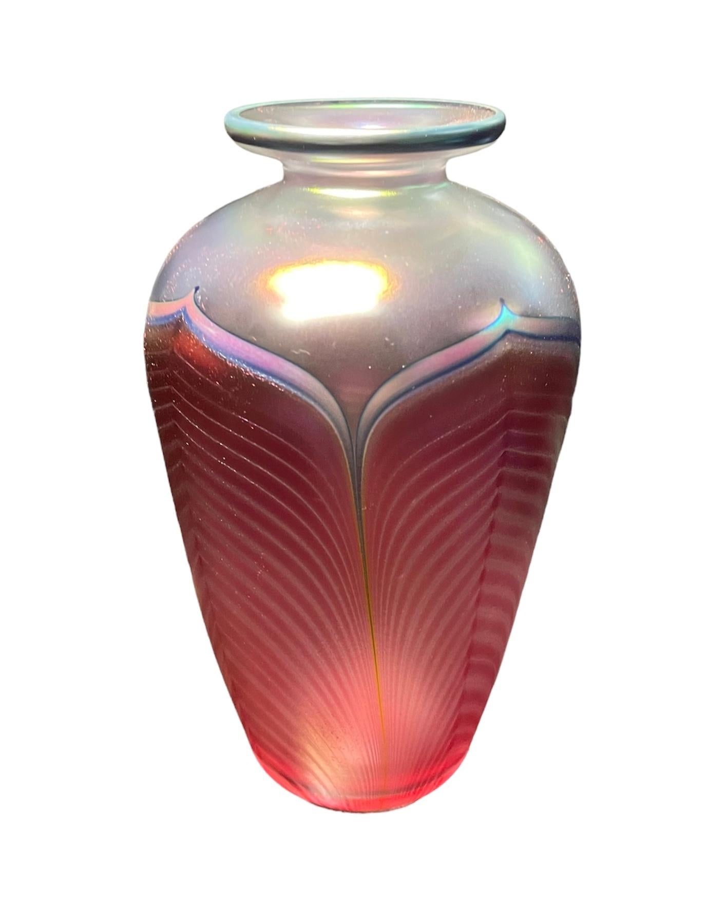 American Stuart Abelman Art Glass Vase For Sale