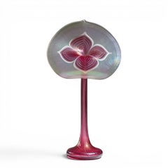 Stuart Abelman Signed Art Glass Pulled Feather Jack-in-the-Pulpit Vase Sculpture