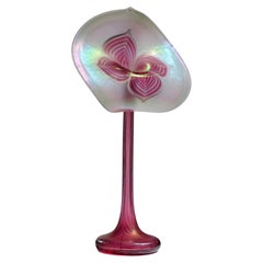 Stuart Abelman Signed Art Glass Pulled Feather Jack-in-the-Pulpit Vase Sculpture