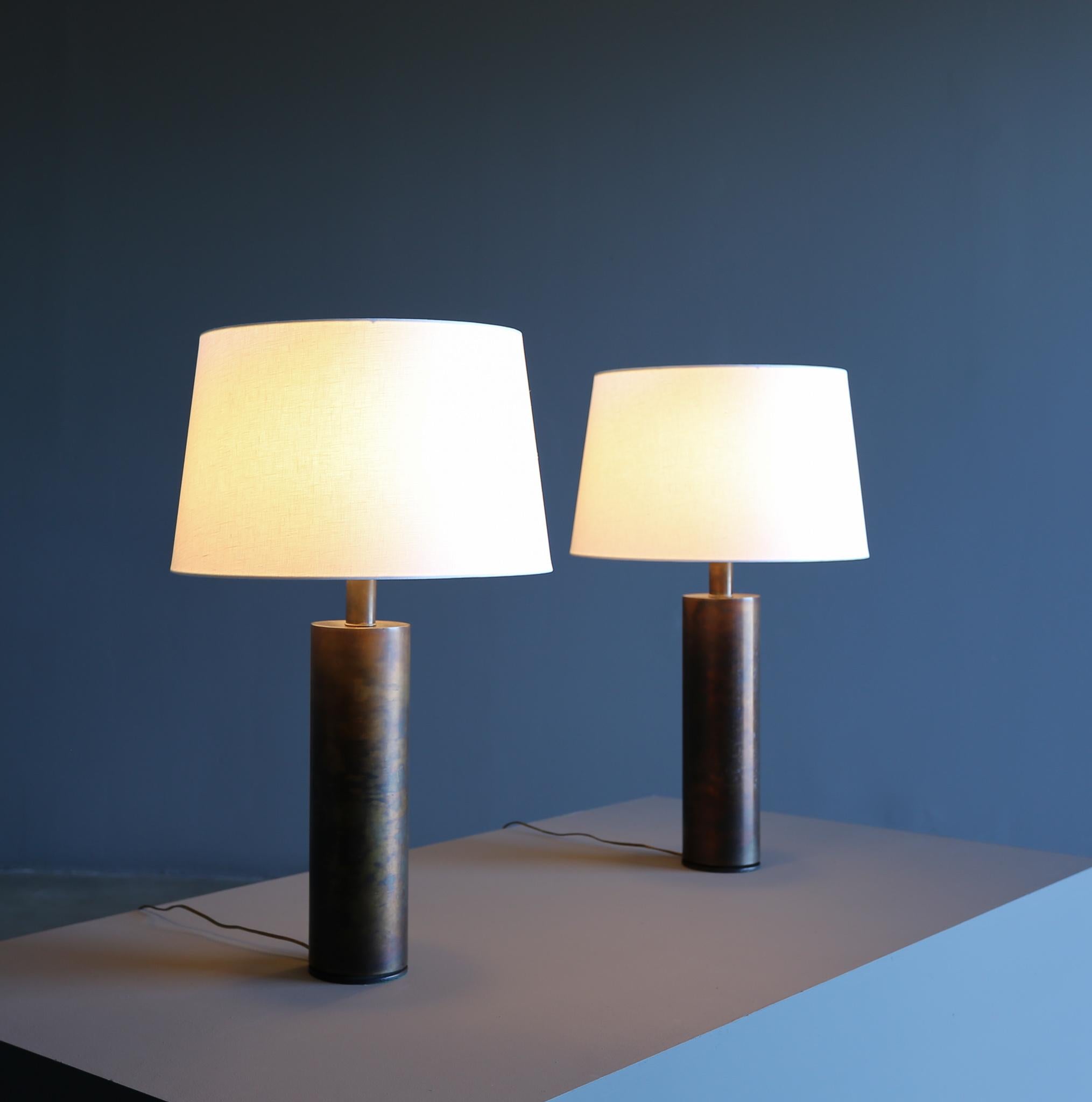 Stuart Barnes Brass Table Lamps for Robert Long, circa 1970 In Good Condition For Sale In Costa Mesa, CA