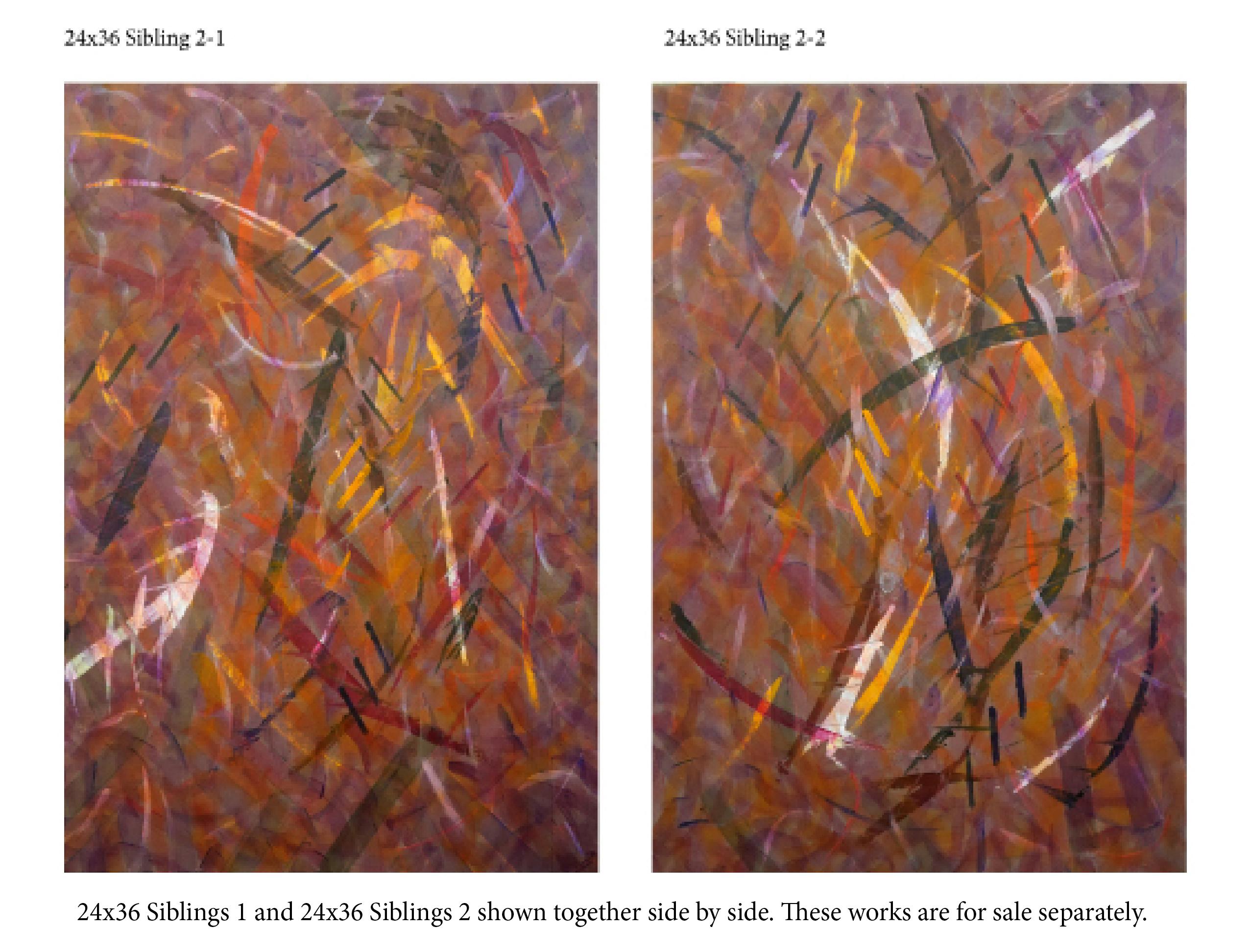 24 x 36 frères et sœurs 2-2 - Marron Abstract Painting par Stuart Bigley