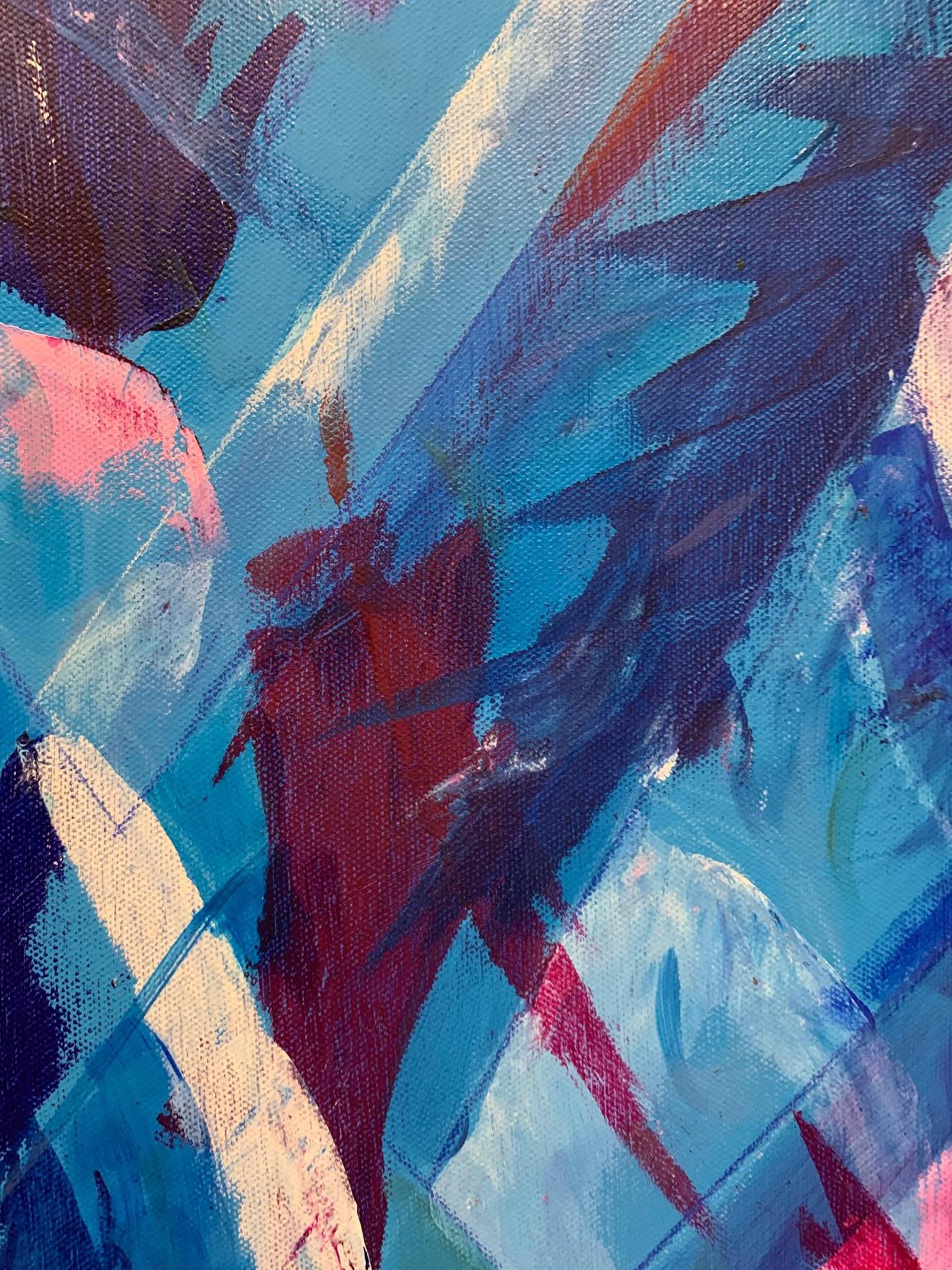 Blaues Diptychon 2 / Geschwister – Painting von Stuart Bigley