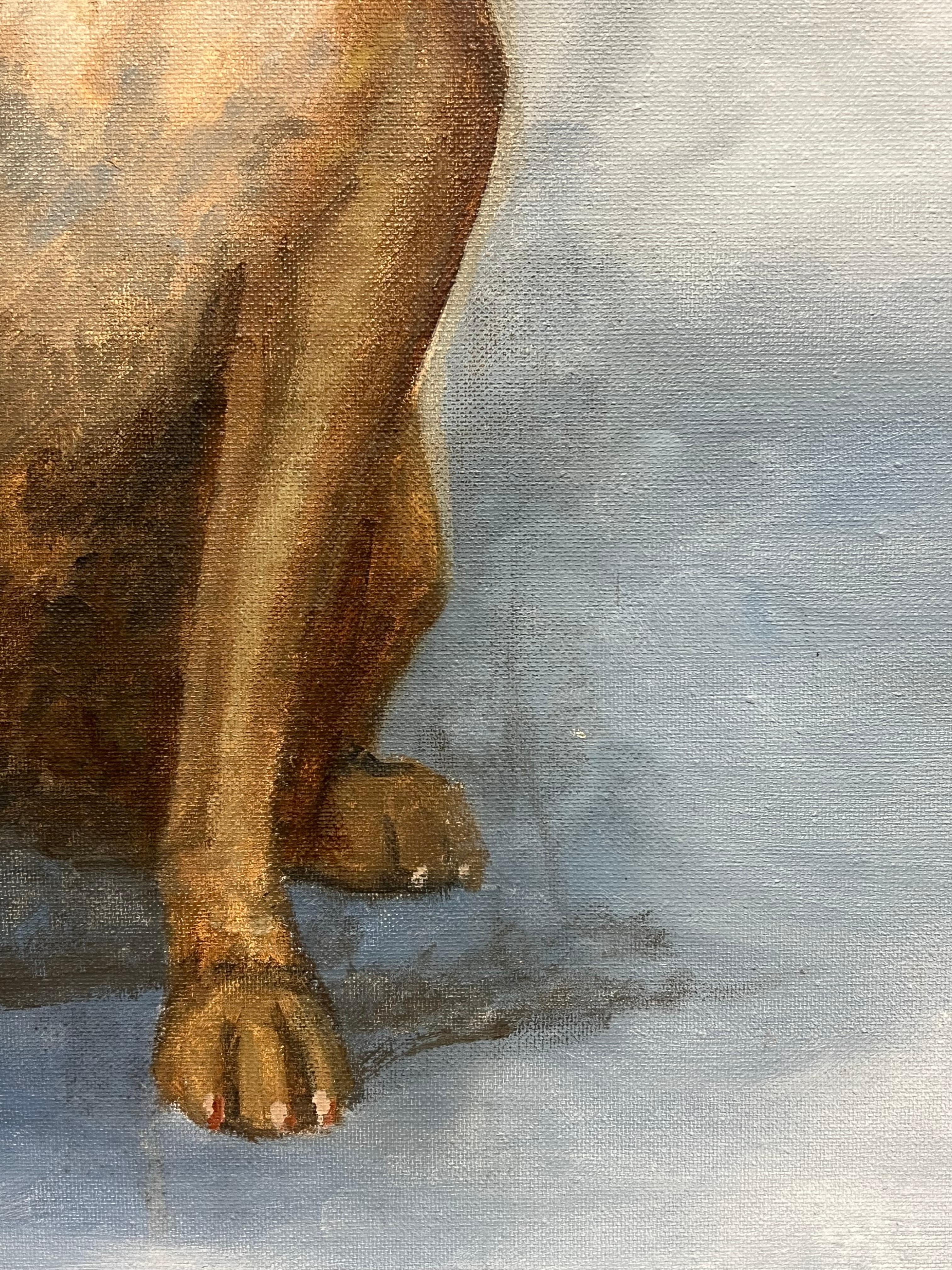 Pintura canina británica Retrato de un perro bóxer Óleo inglés firmado en venta 3