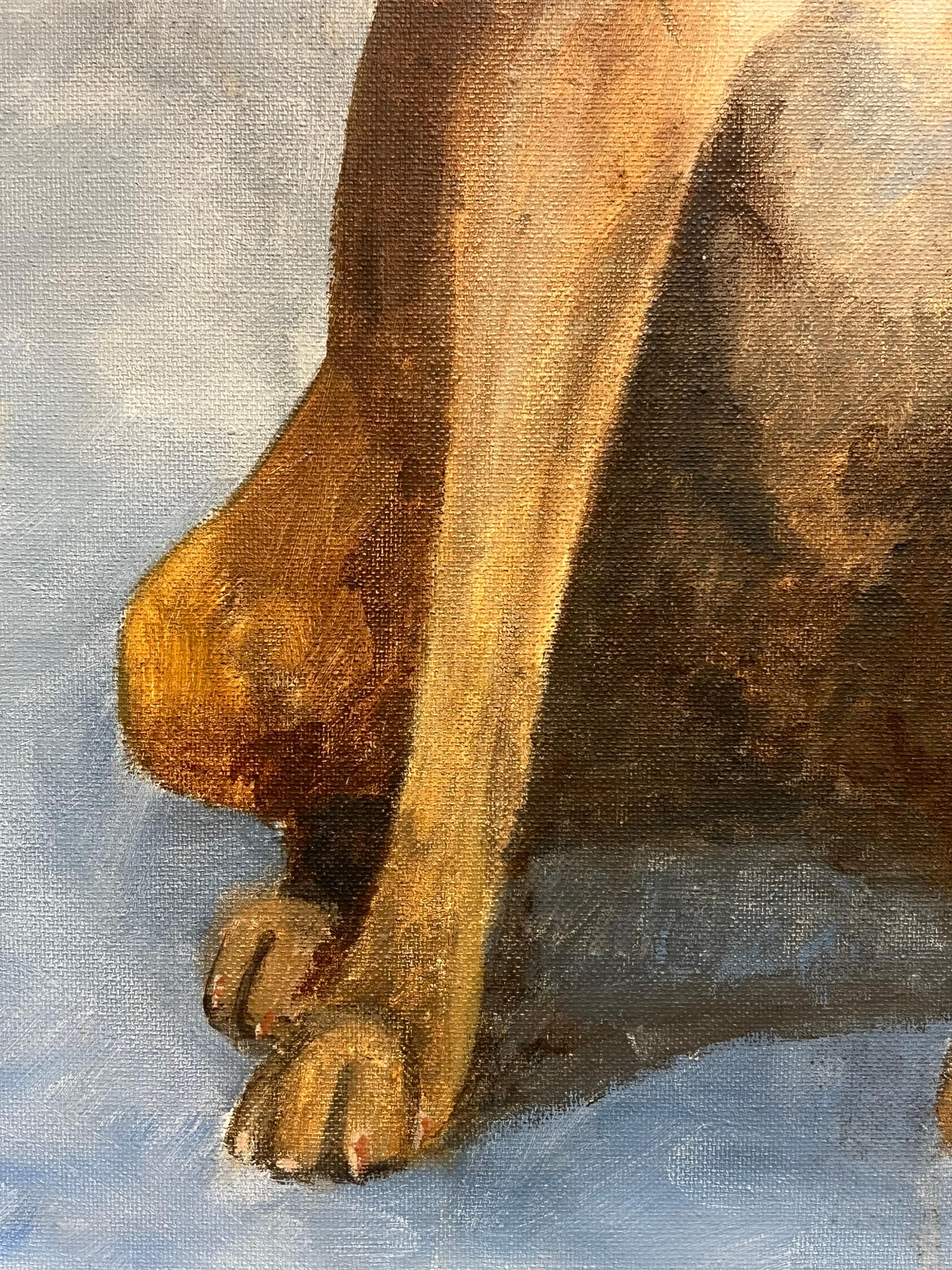 Pintura canina británica Retrato de un perro bóxer Óleo inglés firmado en venta 4