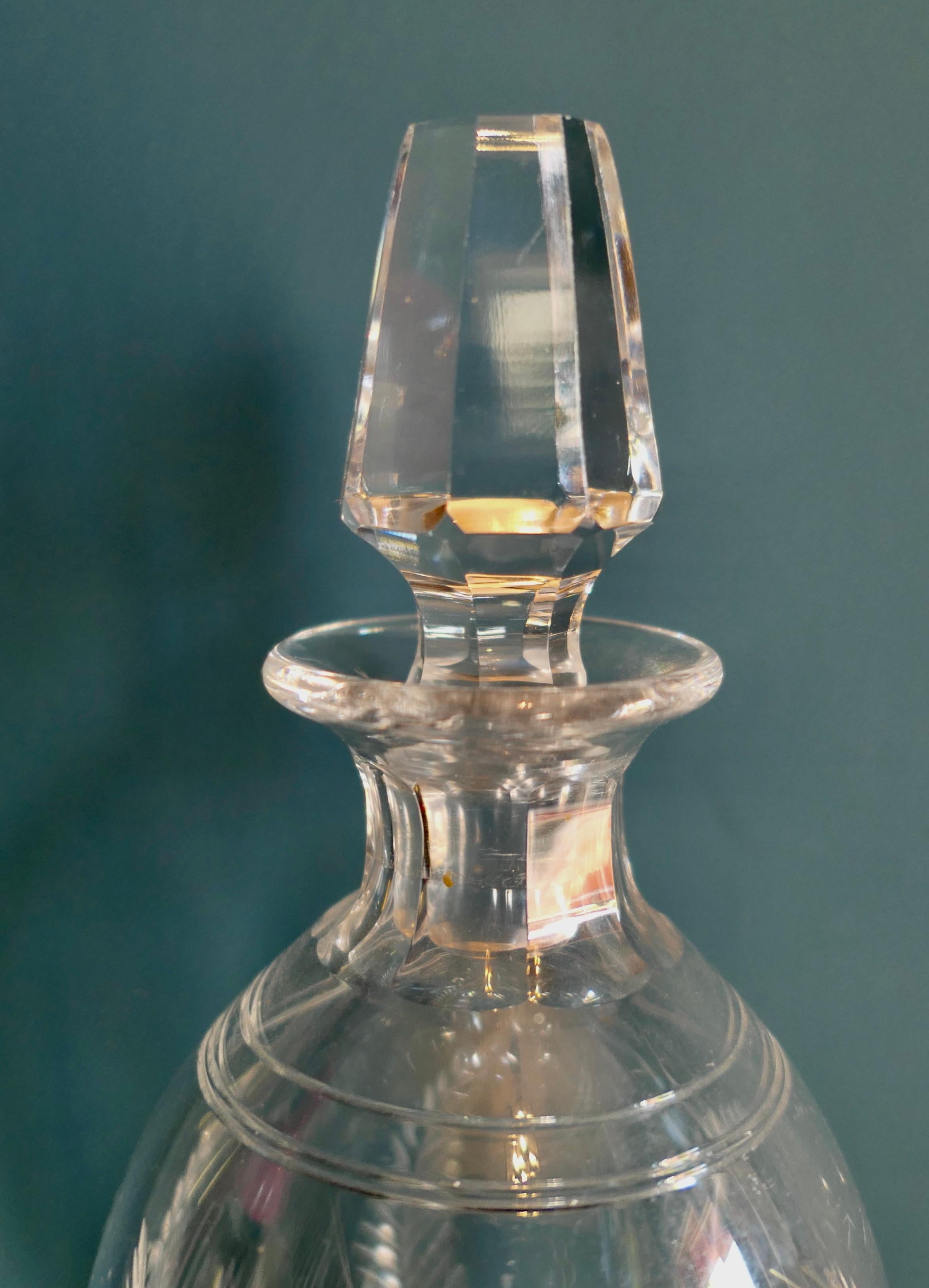 Mid-Century Modern Stuart Crystal Round Footed Decanter Ellesmere Pattern For Sale