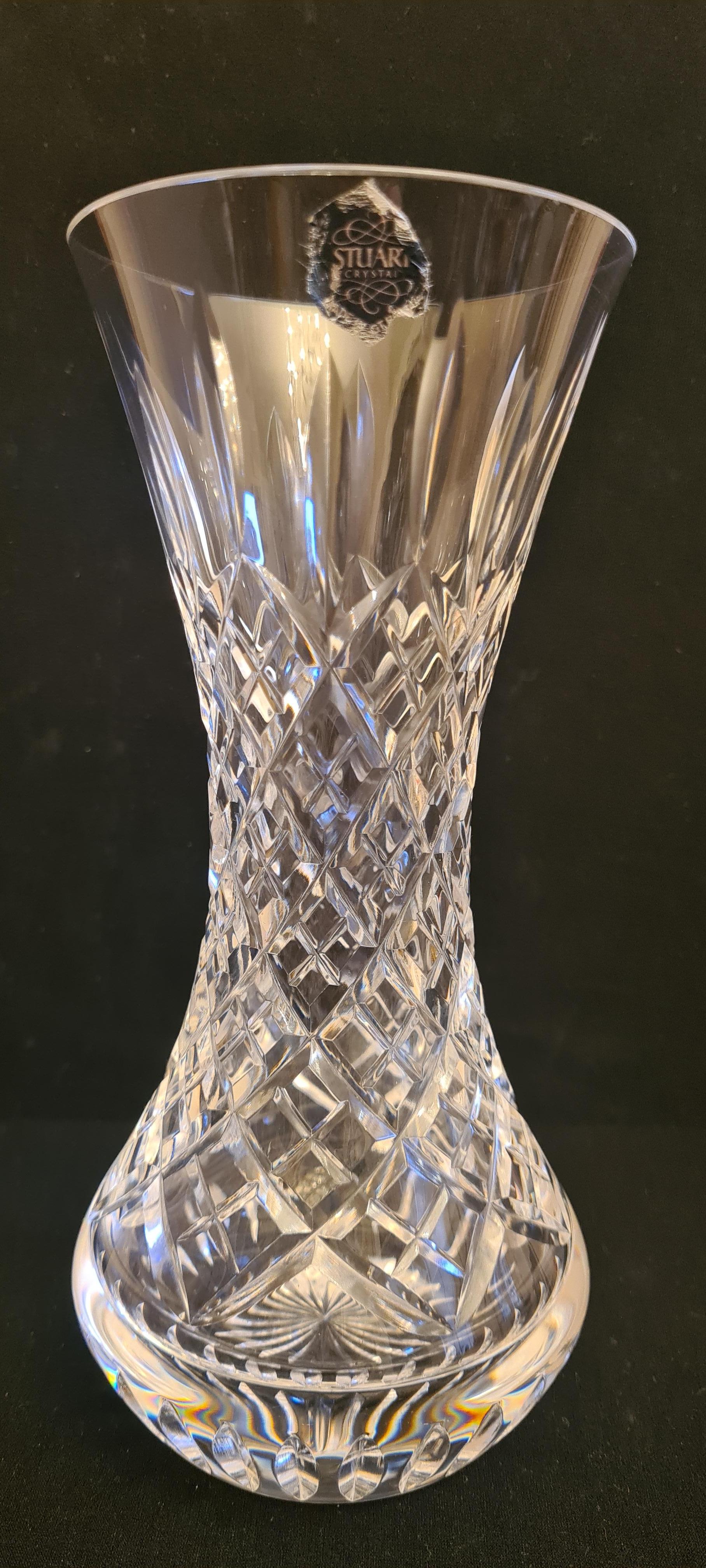 Beautiful vitange Stuart crystal vase made in England. Labelled and marked and in mint condition.