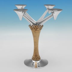 Stuart Devlin - coppia di candelabri in argento dorato parziale di metà secolo realizzati nel 1975