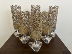 Stuart Devlin Silver Candlesticks with Gilt Shades - set of 6