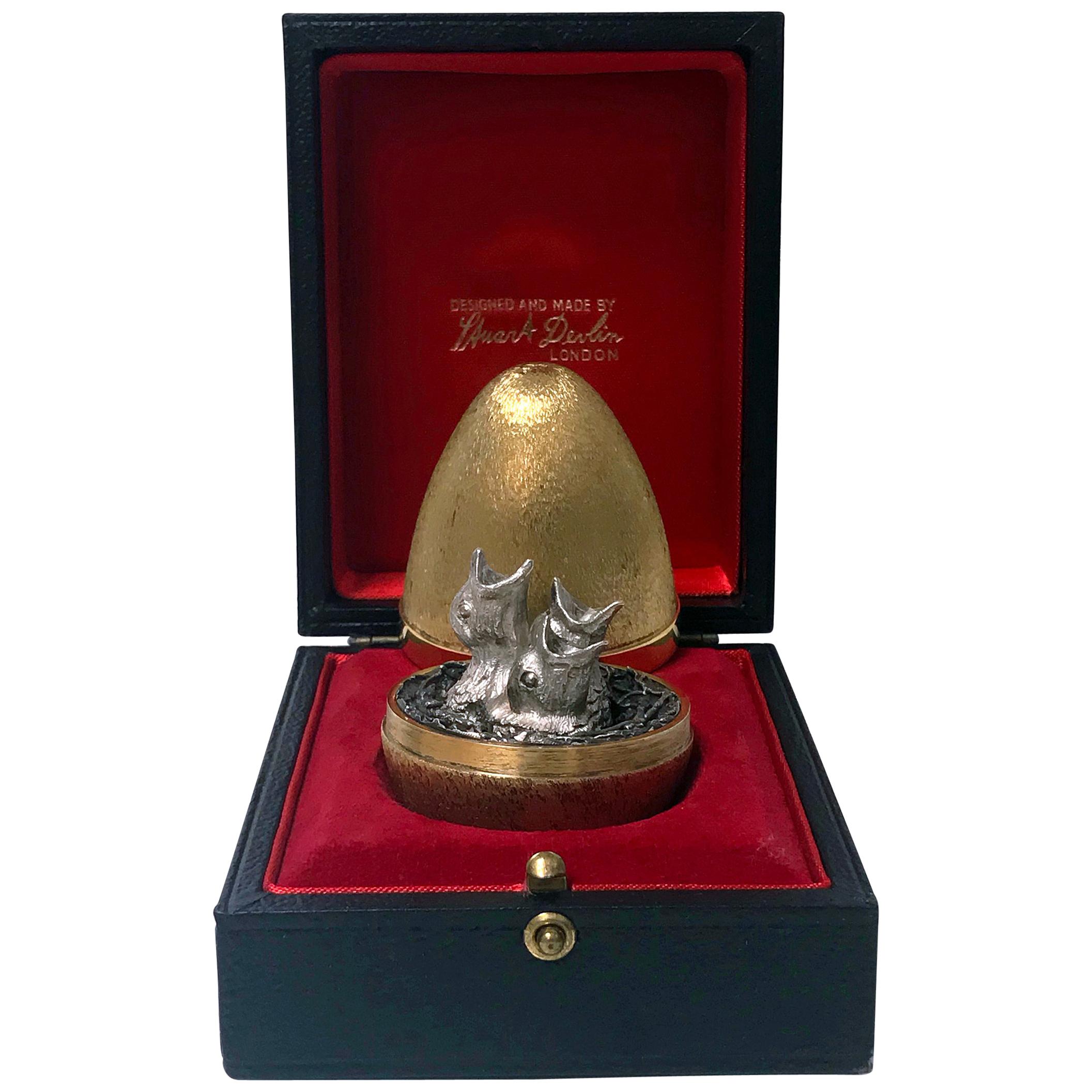 Stuart Devlin Silver Gilt Surprise Chicks Egg, London, 1973