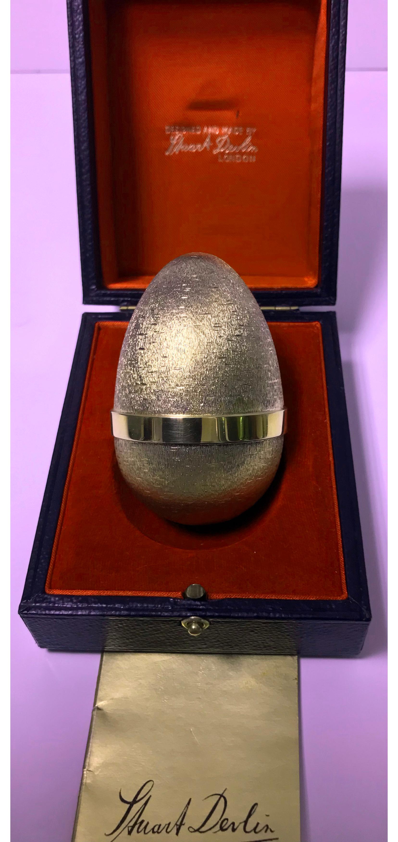 English Stuart Devlin Silver Gilt Surprise Flamingo Egg, London, 1983