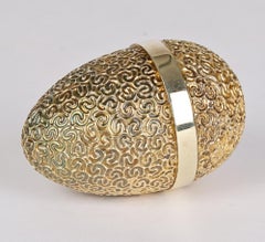 Stuart Devlin Uovo di pagliaccio a sorpresa Jack in the Box in argento dorato