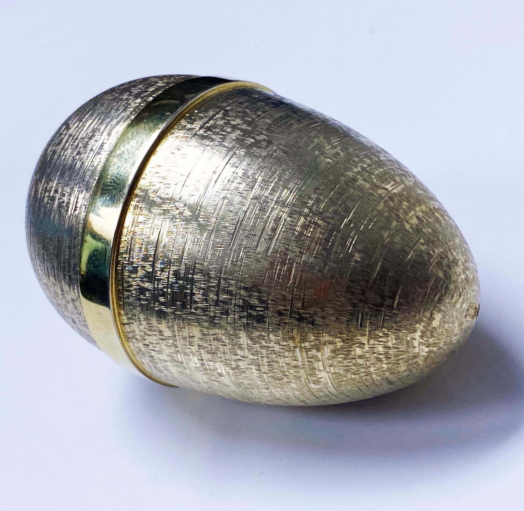 Sterling Silver Stuart Devlin Surprise Fish and Anchor Egg, Silver and Vermeil, London, 1977