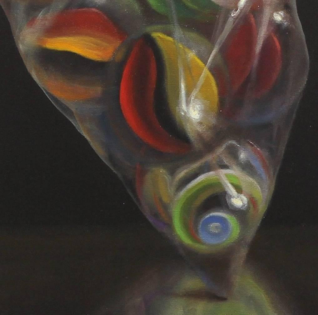 Bag of Marbles - Photorealistic Oil Painting on Canvas For Sale 1