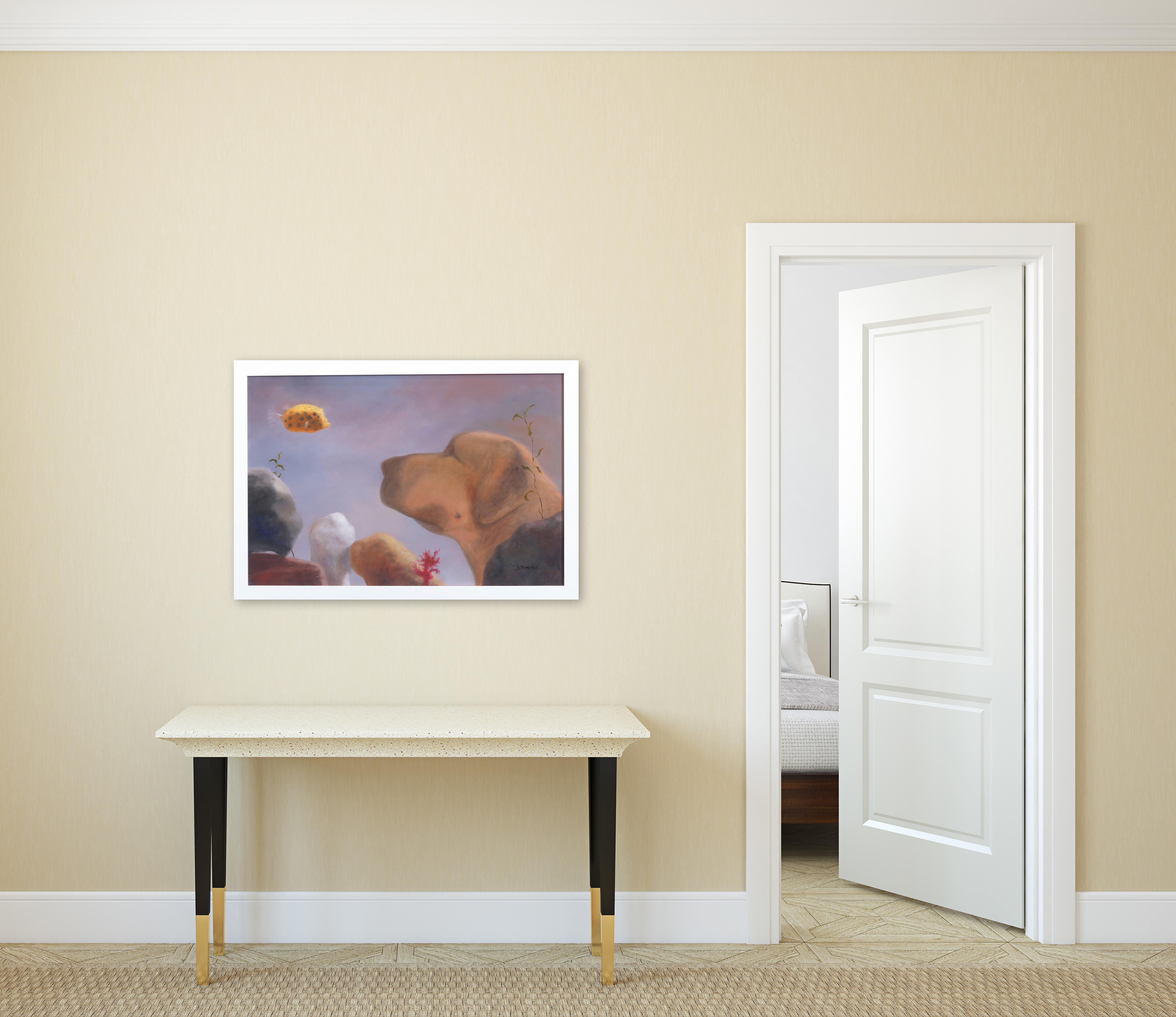 Boxfish and Great Dane - Figurative Animal Painting Original Oil on Canvas For Sale 2
