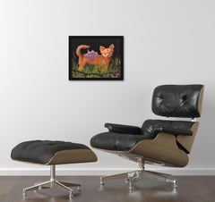 Il luccichio del mio occhio - Pittura ad olio originale con cornice su animali e Nature Still LIfe