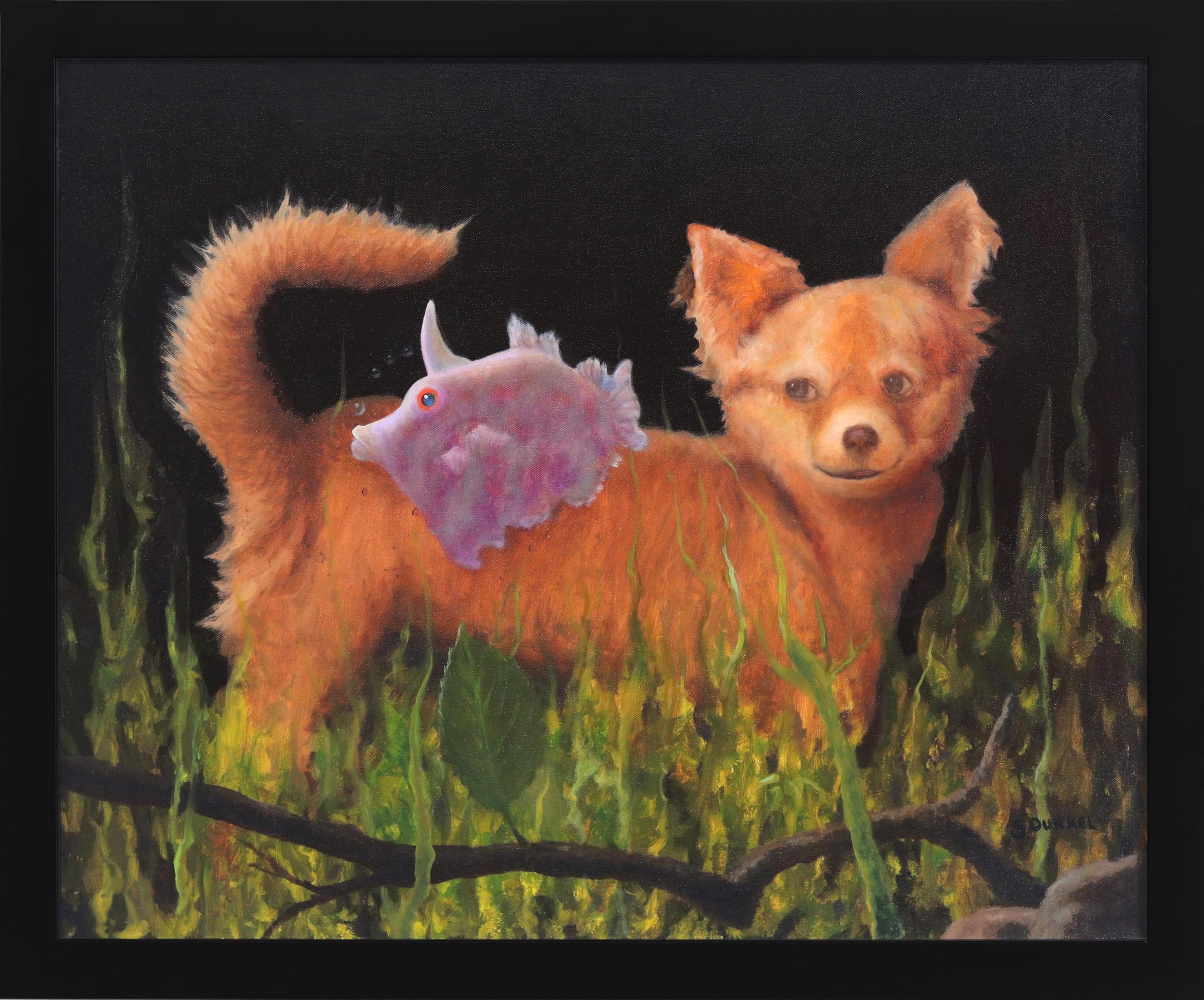 Animal Painting Stuart Dunkel - Paillettes de mon oeil - Peinture à l'huile originale encadrée Animaux et nature en vie morte