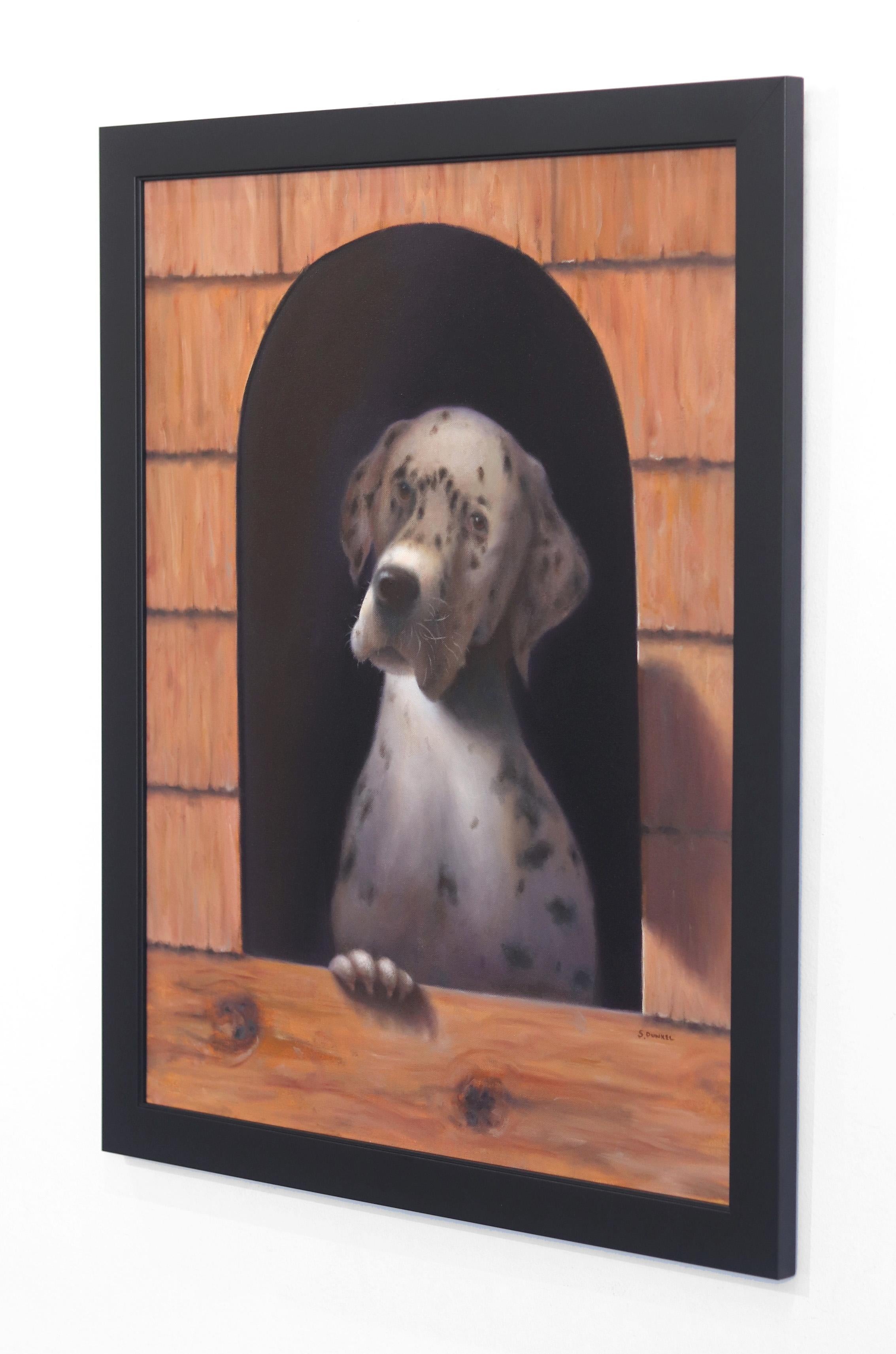 Dans la niche du chien - Noir Still-Life Painting par Stuart Dunkel