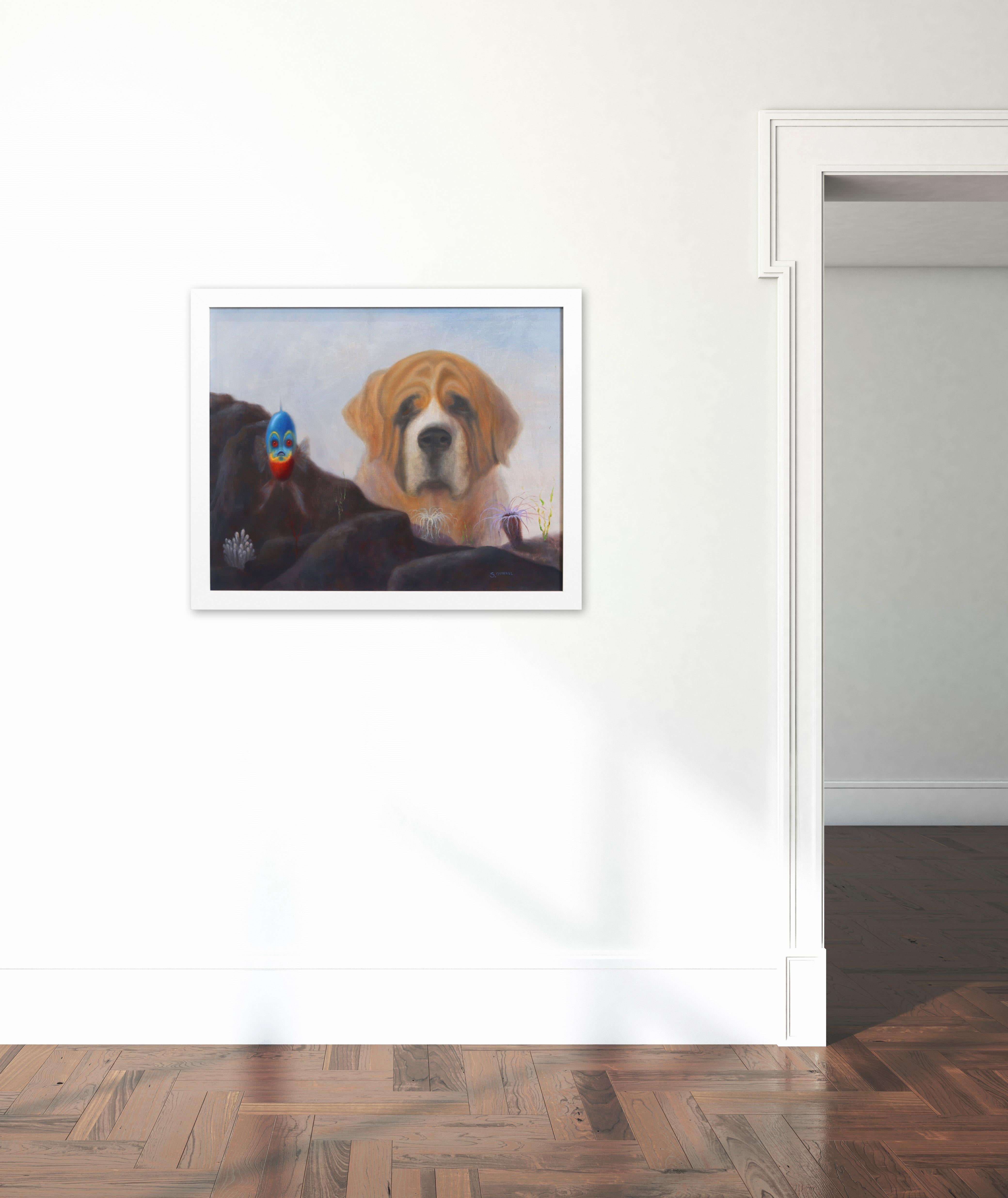Saint Bernard - Photorealist Painting by Stuart Dunkel