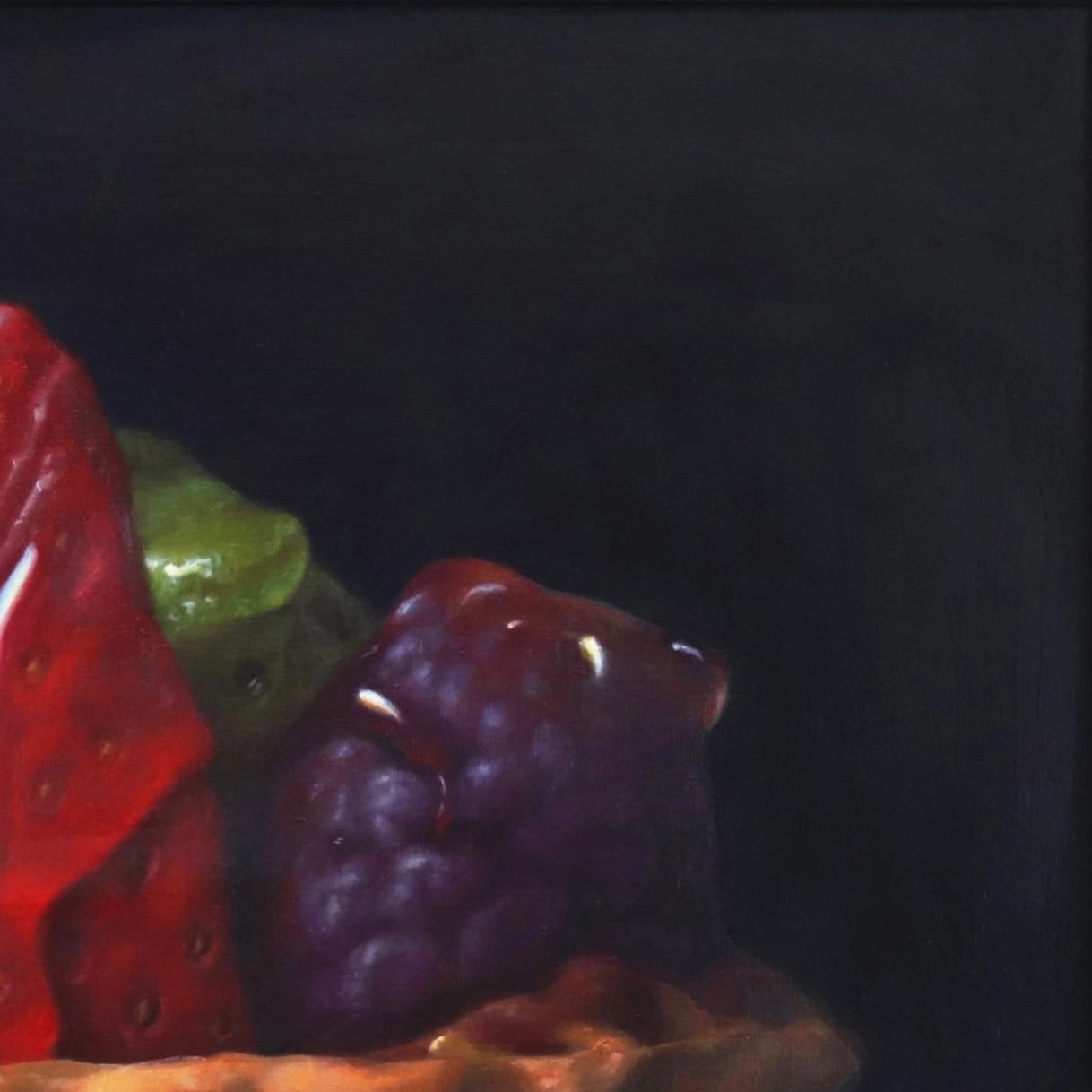 Strawberry Tartlet - Photorealist Painting by Stuart Dunkel