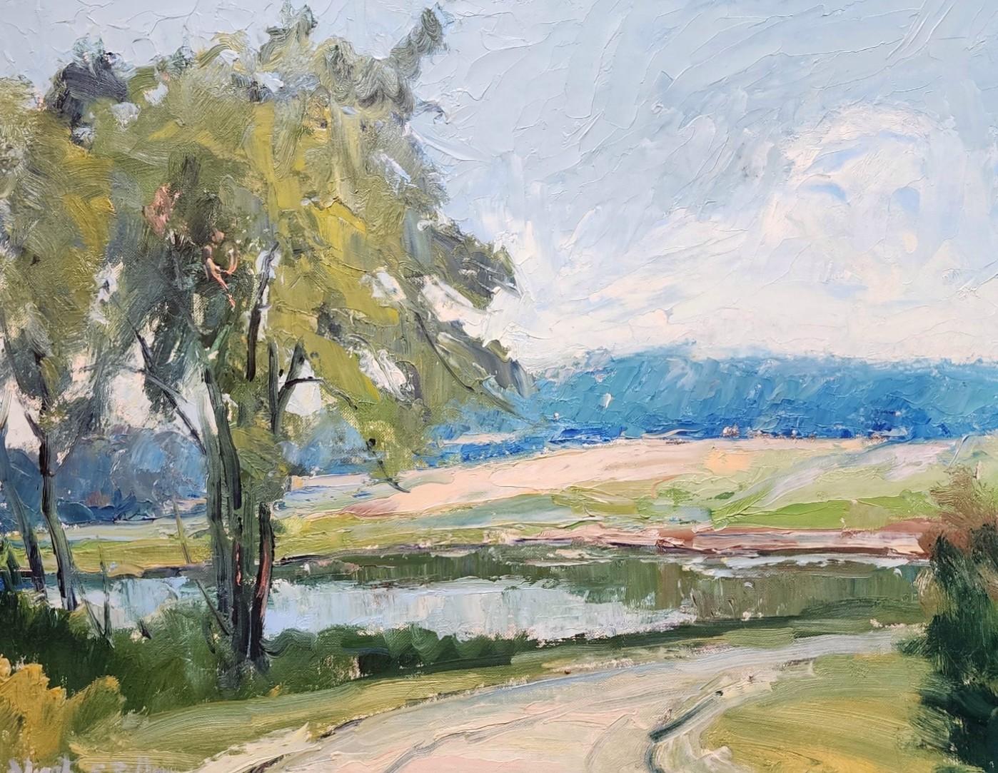 The Pond, Godfrey's Pond, Batavia, New York, Stafford, American Landscape - Painting by Stuart E. Zillman