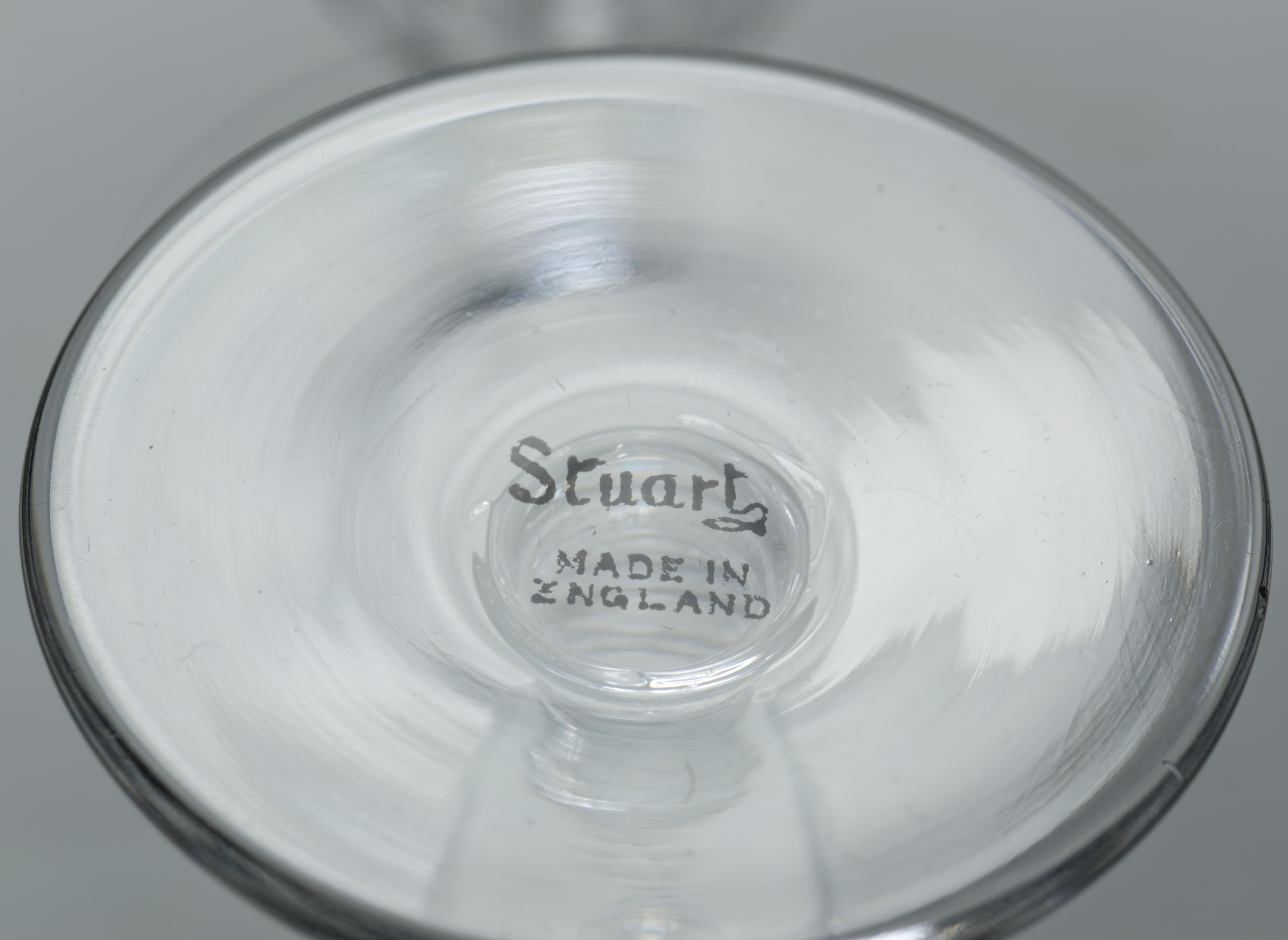 Hand-Crafted Stuart England Set of 10 Arundel Cut Crystal Sherry Glasses, Vintage For Sale