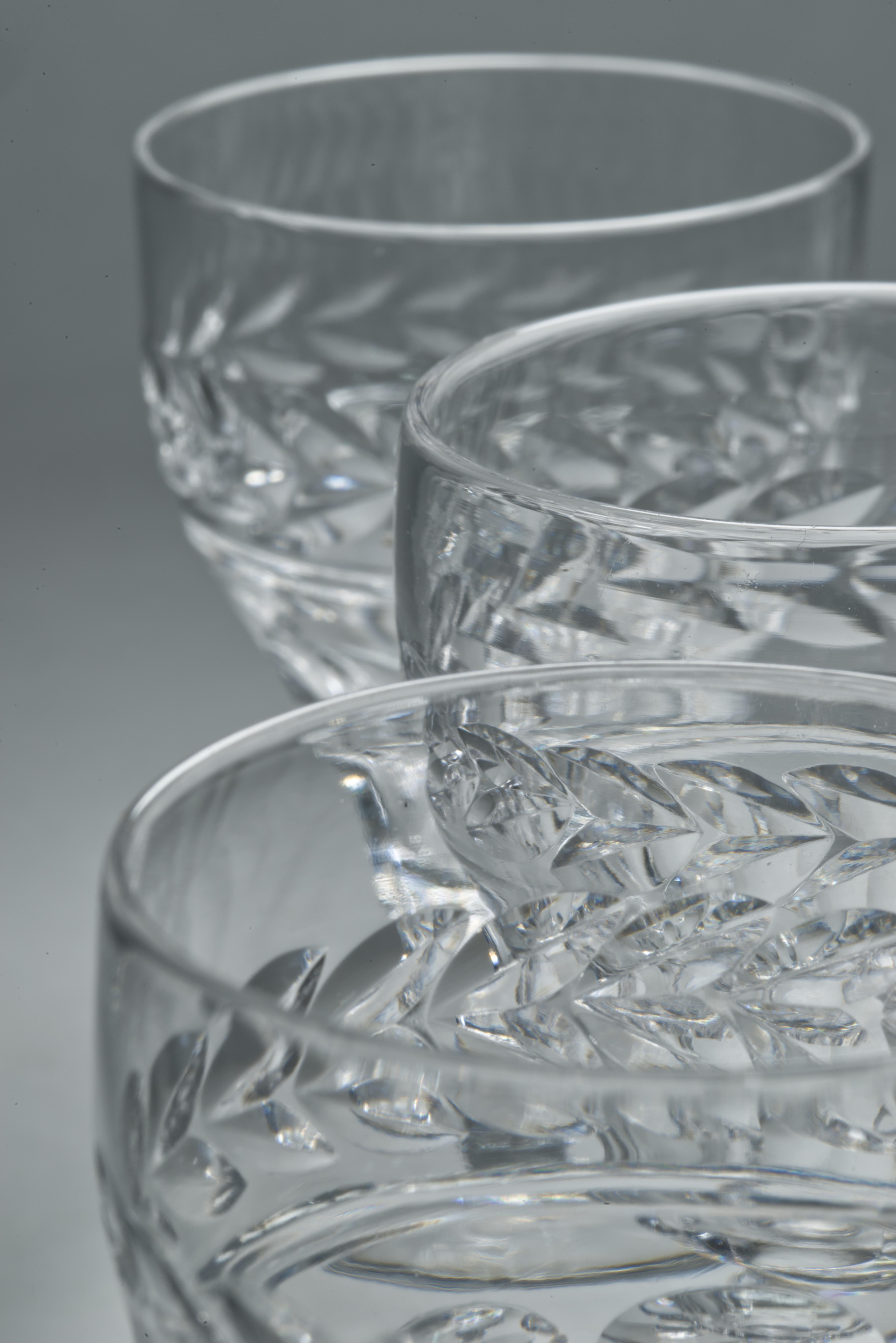Stuart England Set of 10 Arundel Cut Crystal Sherry Glasses, Vintage For Sale 1
