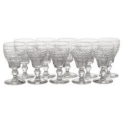 Stuart England Set di 10 bicchieri da sherry in cristallo tagliato Arundel, Vintage