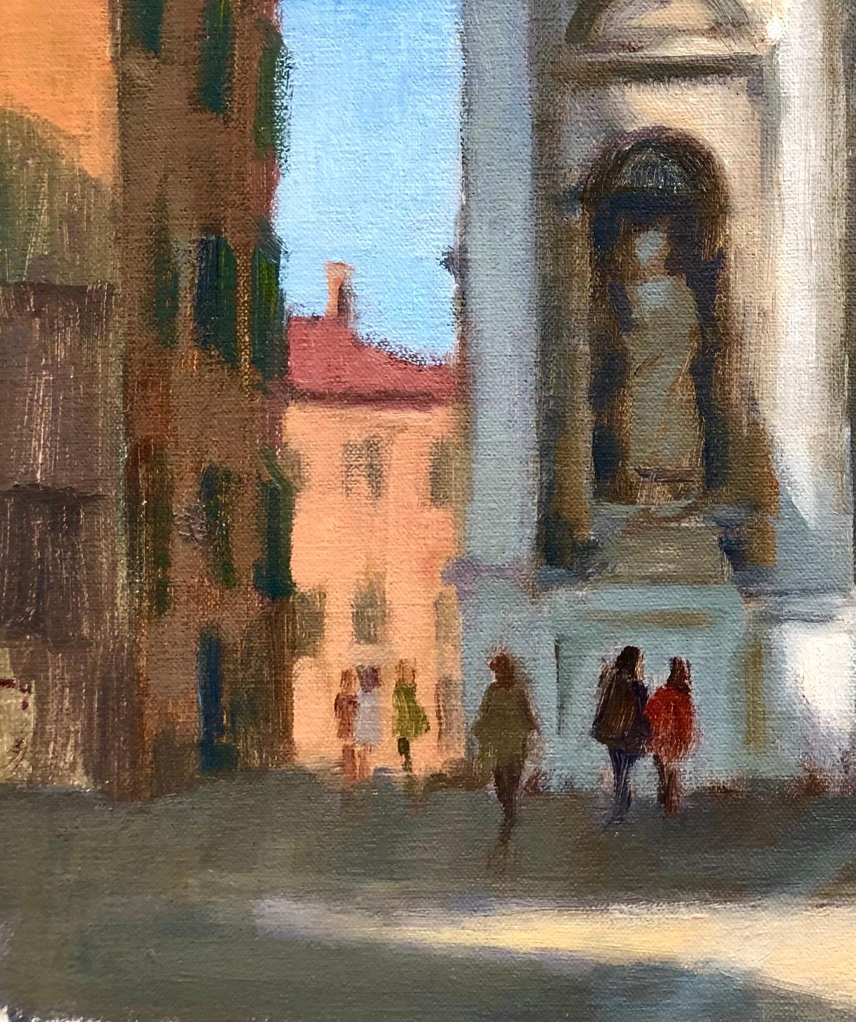Porte rouge  à la cathédrale de Venise Italie Peinture à l'huile encadrée  Artistics américains - Impressionnisme Painting par Stuart Fullerton