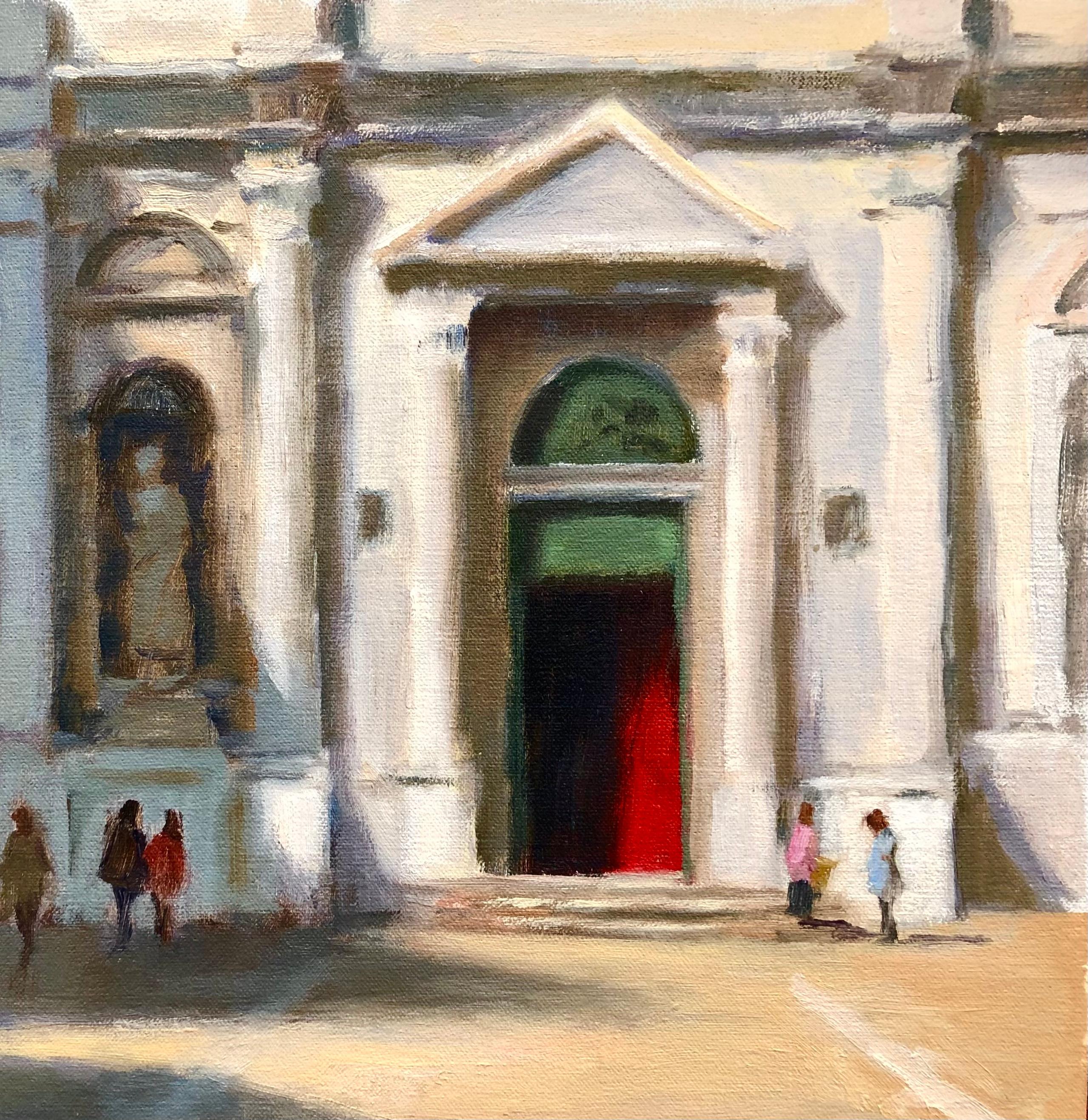 Porte rouge  à la cathédrale de Venise Italie Peinture à l'huile encadrée  Artistics américains - Marron Interior Painting par Stuart Fullerton