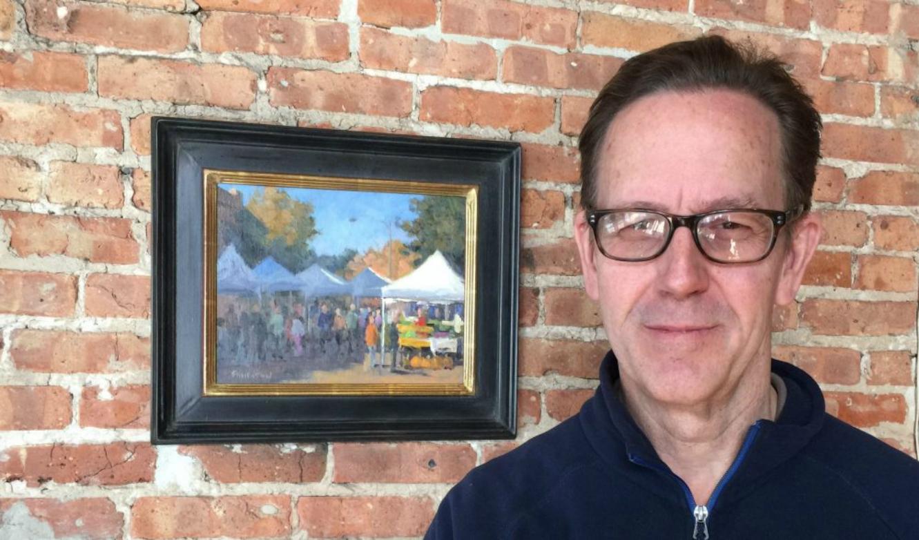 Porte rouge  à la cathédrale de Venise Italie Peinture à l'huile encadrée  Artistics américains en vente 2
