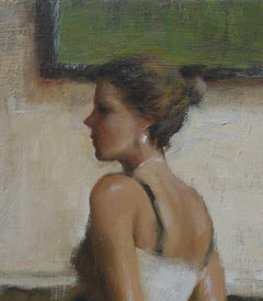 The Evening Gown  American Impressionism Oil on Canvas 24" x 18" Figure Interior