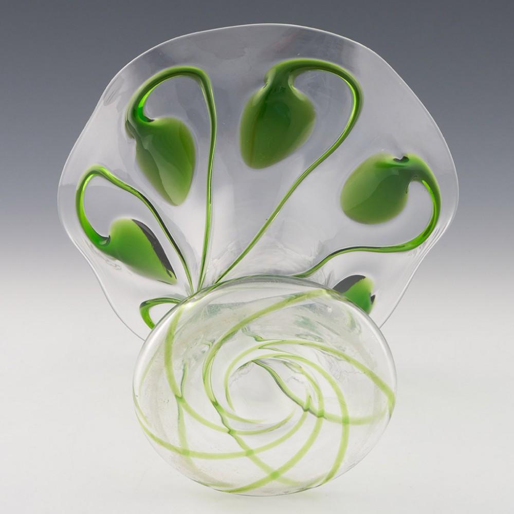 English Stuart Green Trailed Glass Vase c1910