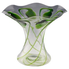 Antique Stuart Green Trailed Glass Vase c1910