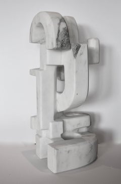 Untitled (Vermont white marble abstract geometric stone sculpture)