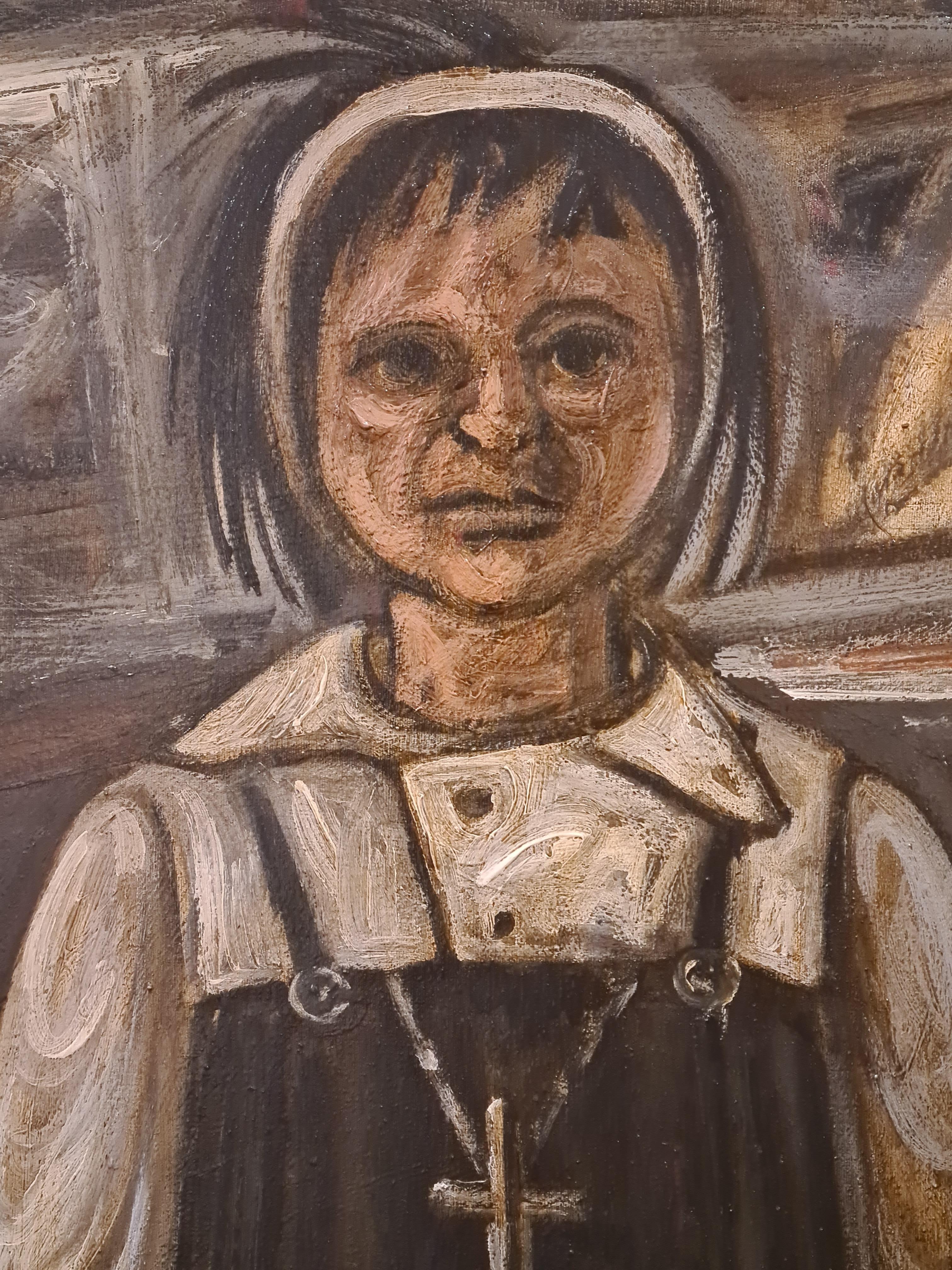 « Her », un grand portrait à l'huile de l'école de Glasgow sur toile - Postmoderne Painting par  Stuart Mackenzie