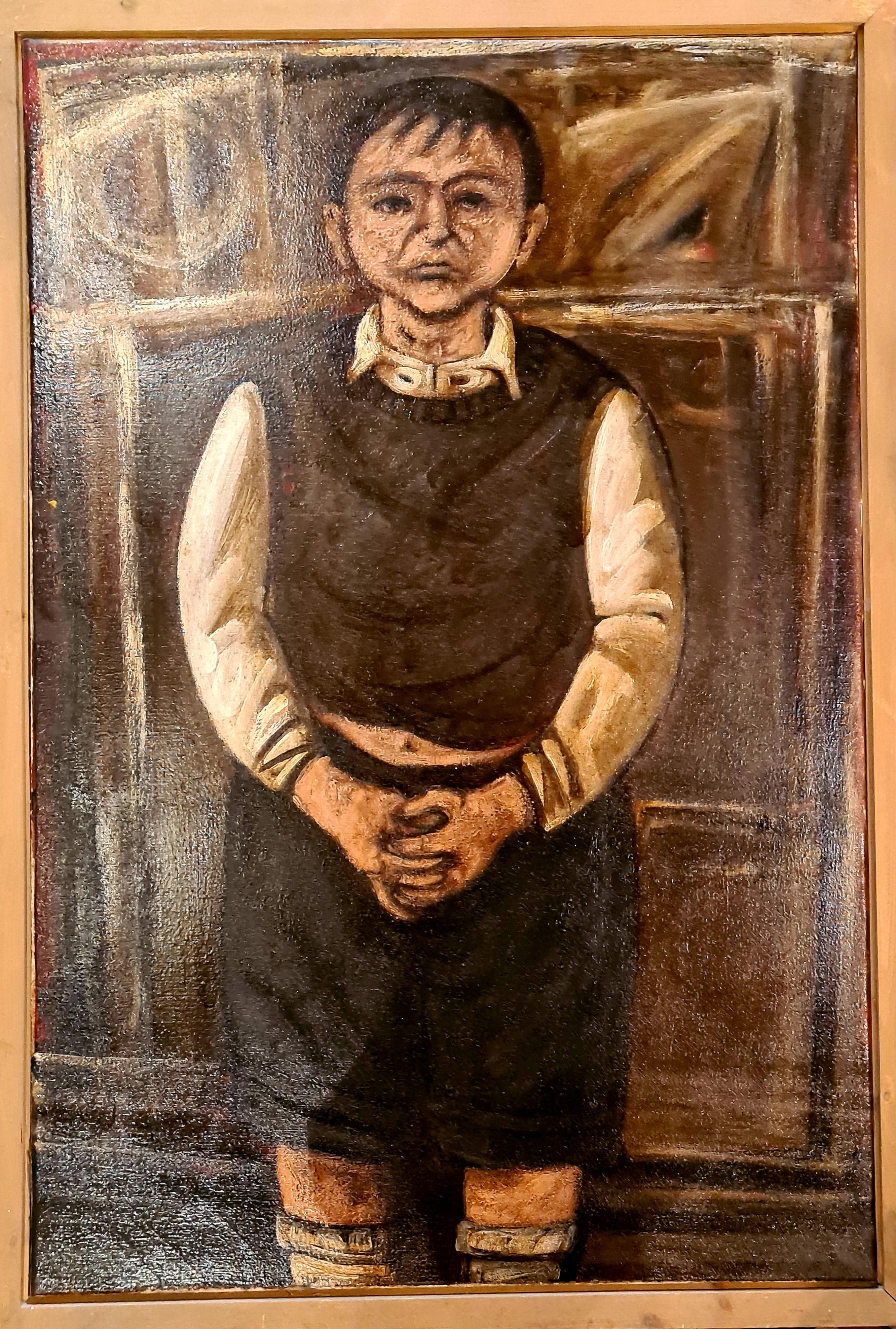 « Heim », grand portrait à l'huile sur toile de l'école de Glasgow en vente 8