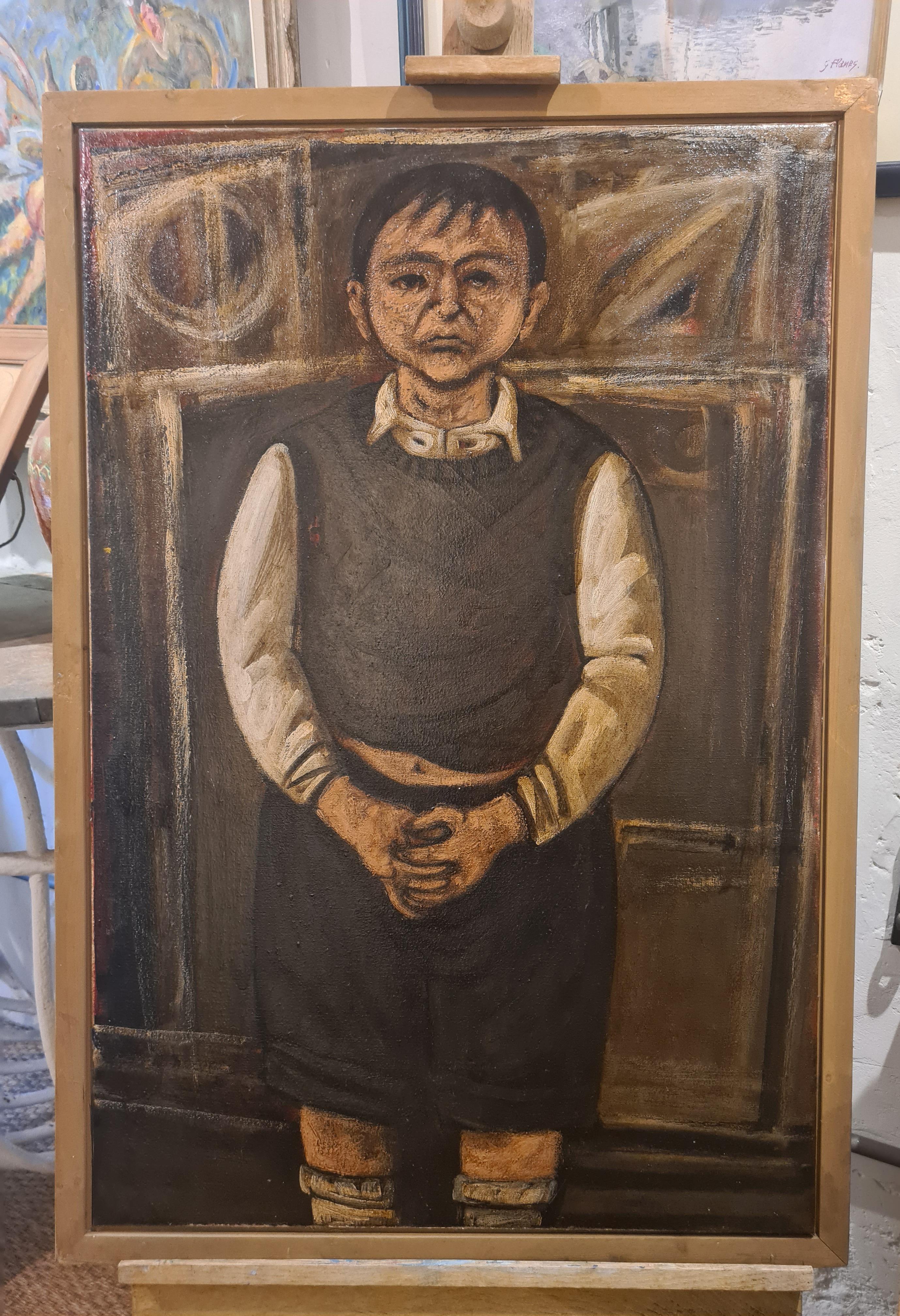 « Heim », grand portrait à l'huile sur toile de l'école de Glasgow - Painting de  Stuart Mackenzie