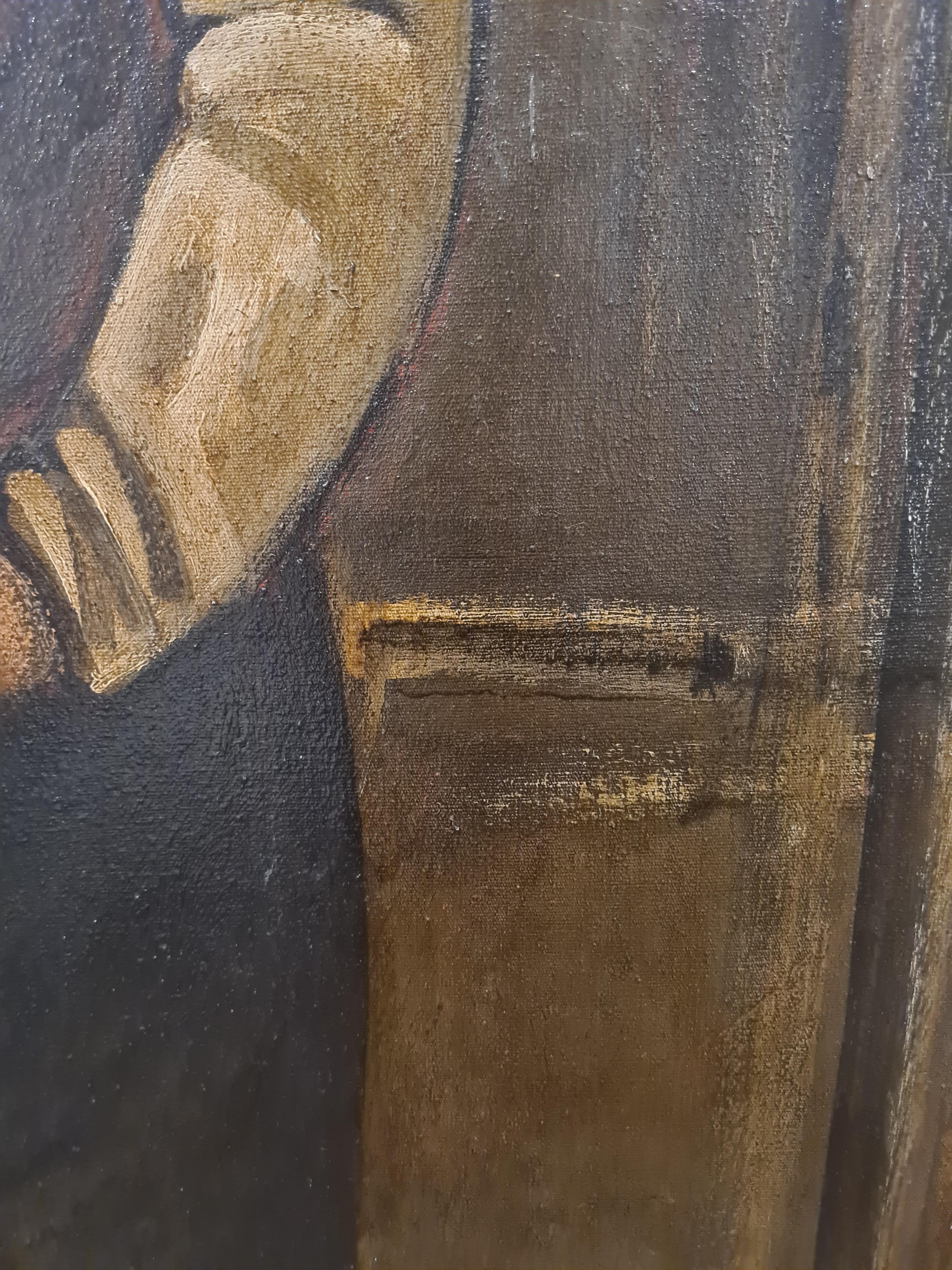 « Heim », grand portrait à l'huile sur toile de l'école de Glasgow en vente 4